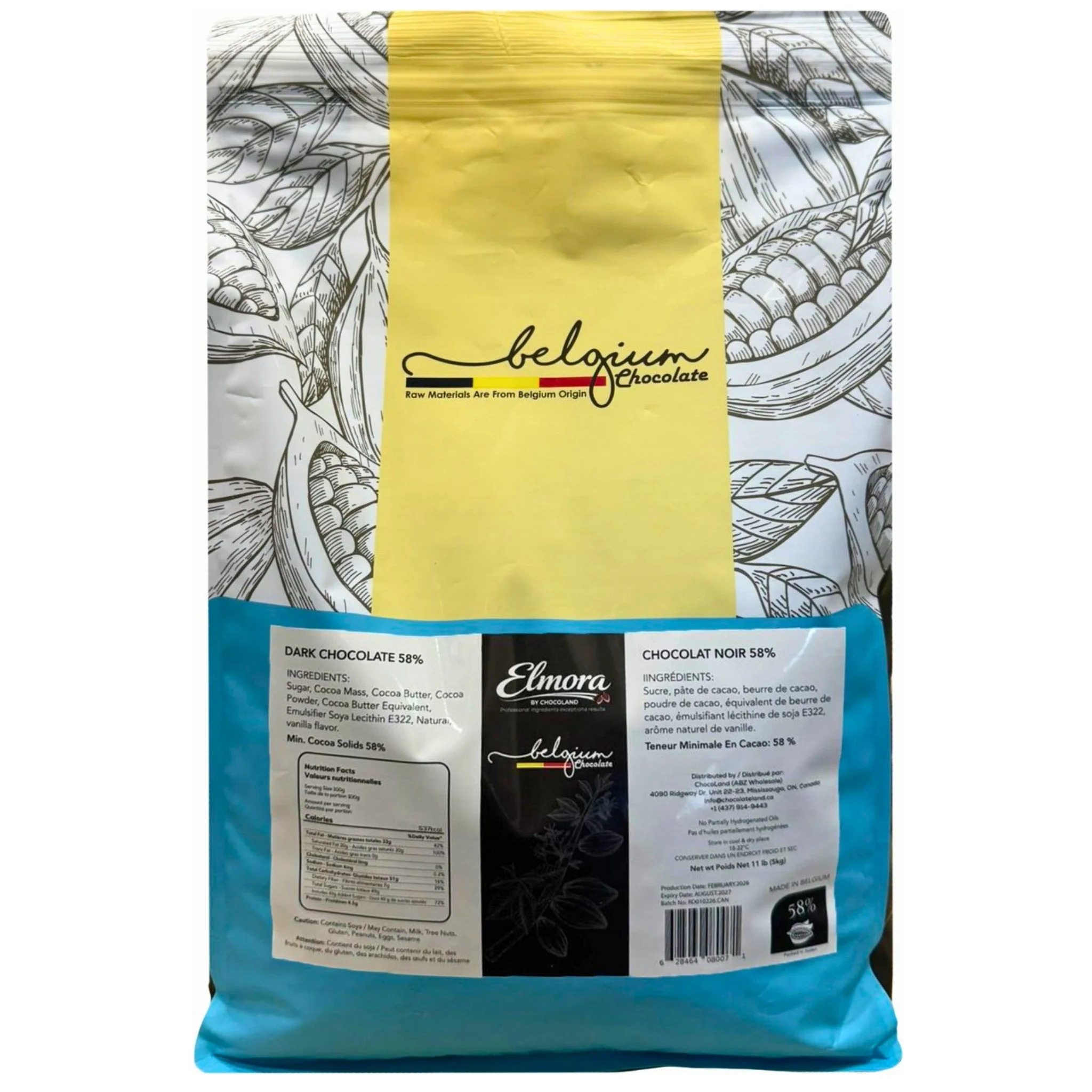 Elmora - Belguim Dark Chocolate 58% — Each (5 KG)