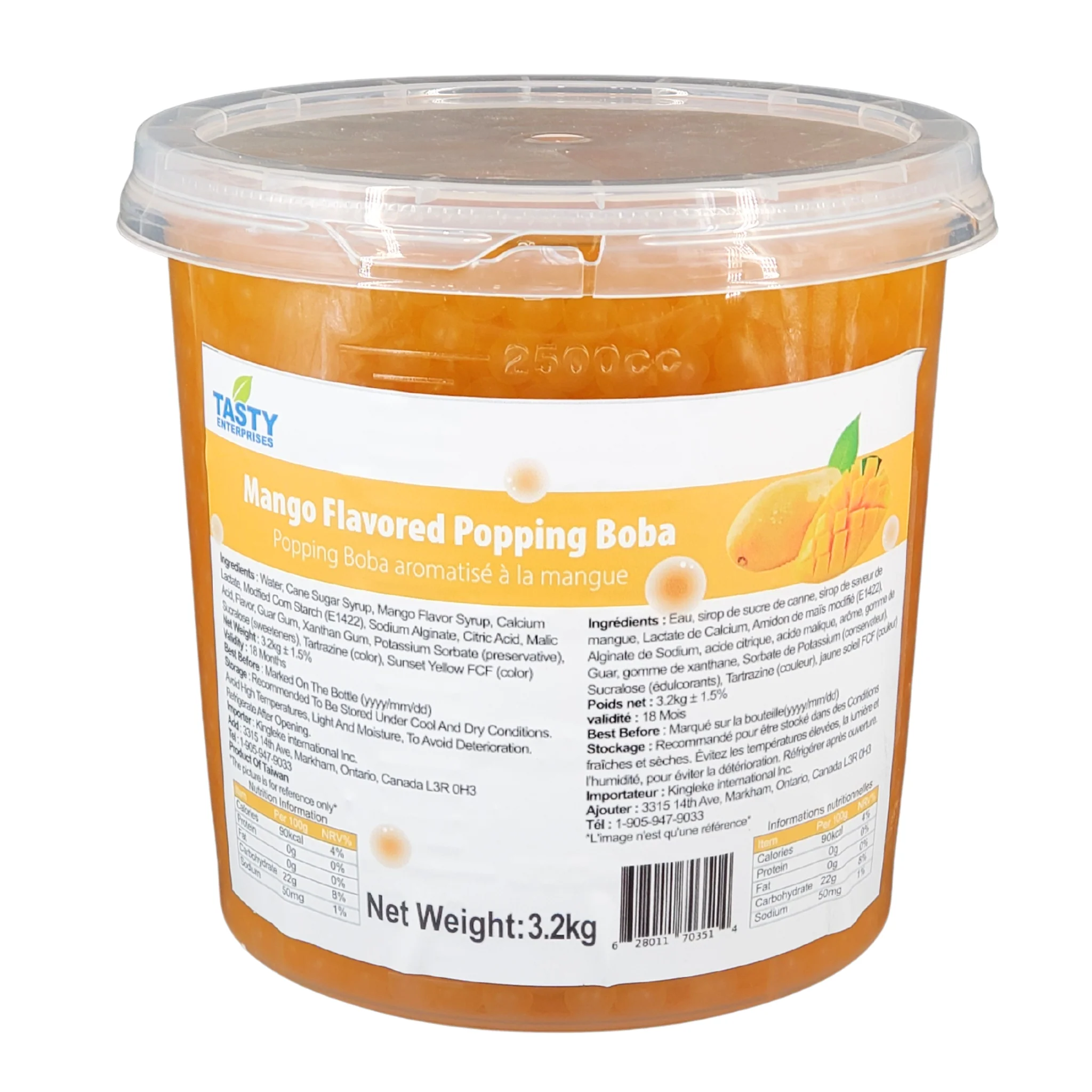 Tasty - Mango Flavored Popping Boba — Case (4 x 3.2 KG)