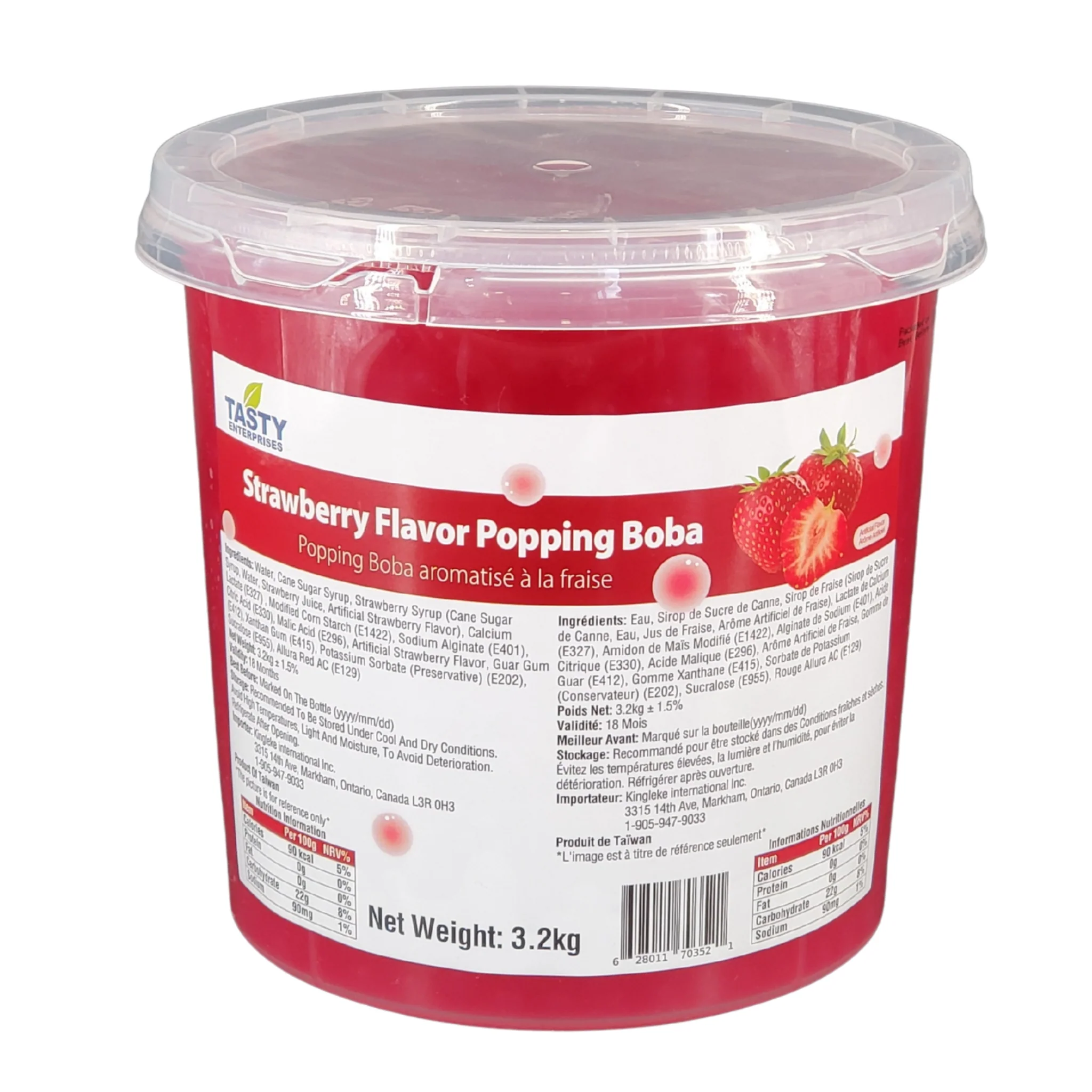 Tasty - Strawberry Flavored Popping Boba — Each (3.2 KG)