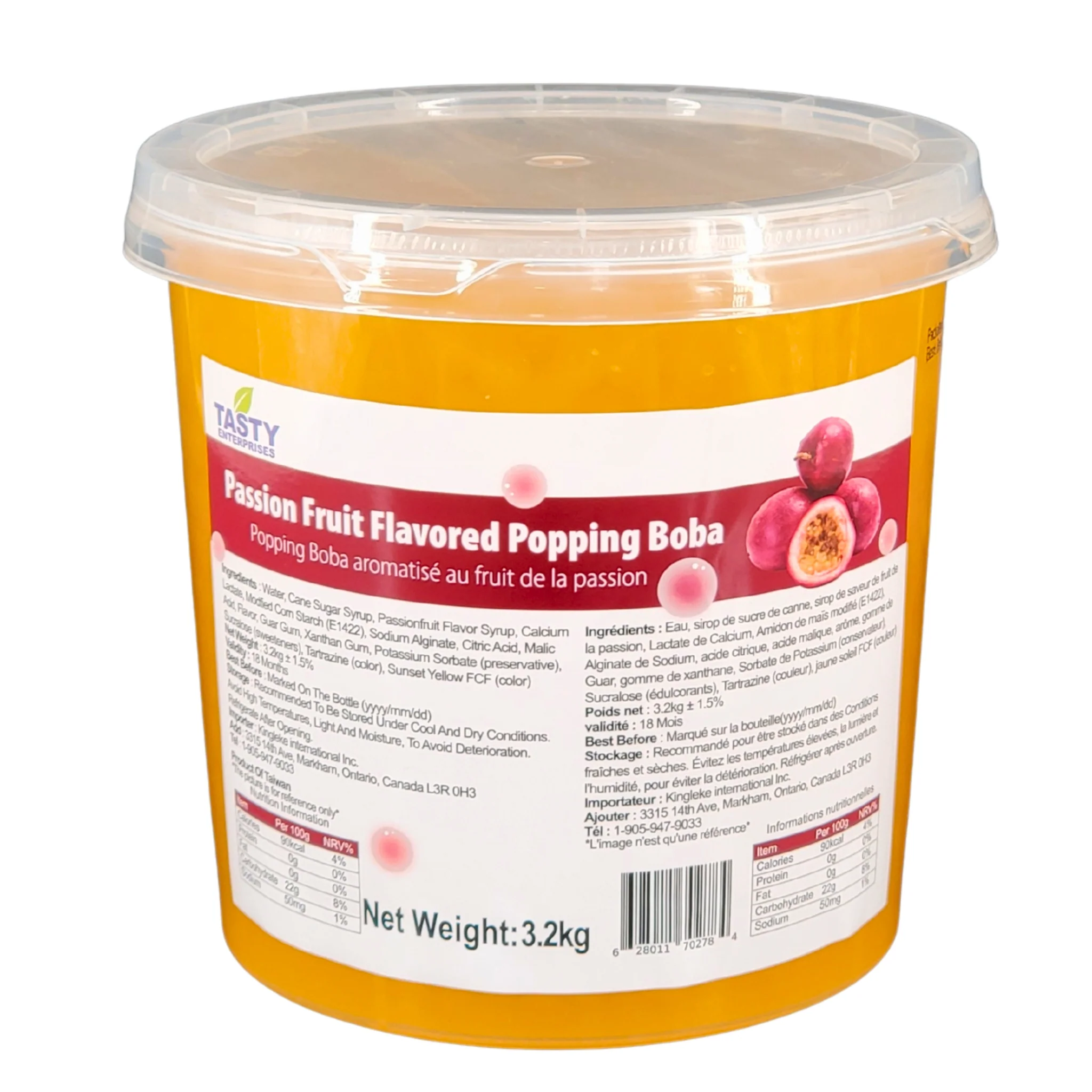 Tasty - Passion Fruit Flavored Popping Boba — Each (3.2 KG)