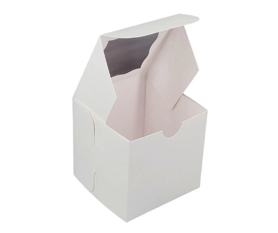 EB - Cup Cake Box with Window - White - 4x4x4" - Single - EB-5279A