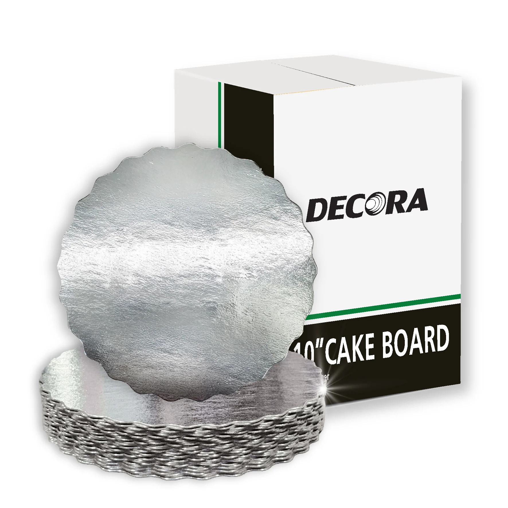 Decora - 10" Round Scallop Sheets - Silver - 1.5mm Thick — Case (10 CT)