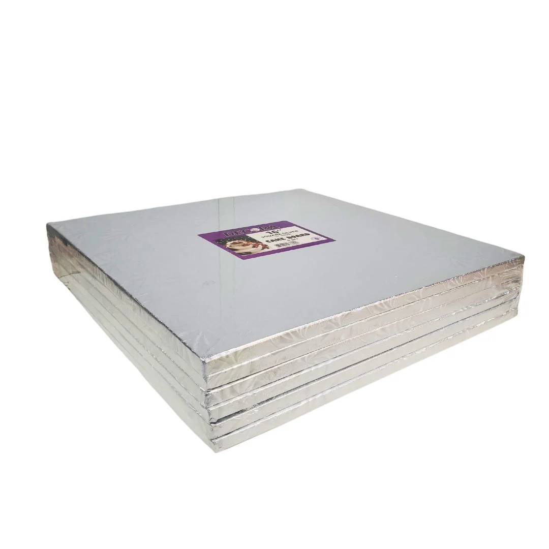 Decora - 16" 1/2" Square Cake Drum - Silver — Case (2 x 6 CT)