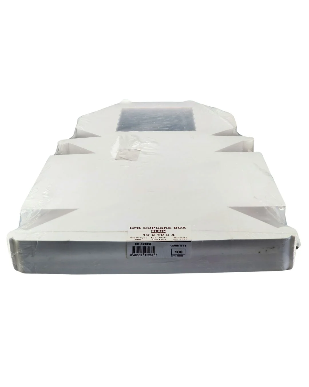 EB - 10 x 10 x 4 - 6 Cupcake Box with Window - White - 5282A
