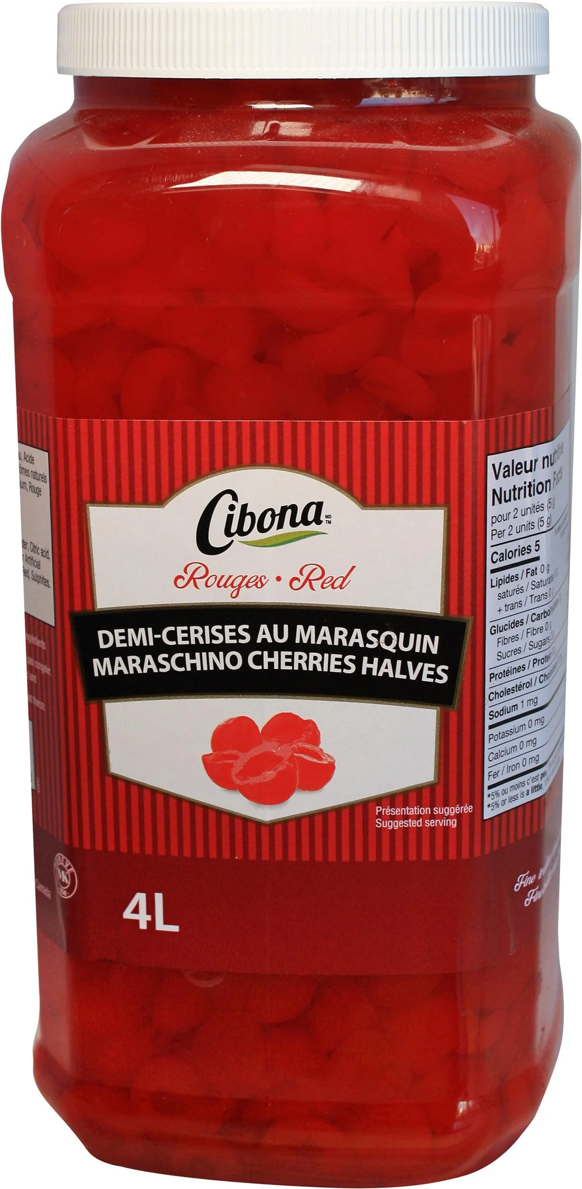 Cibona - Red Maraschino Cherry Halves — Each (4 L)
