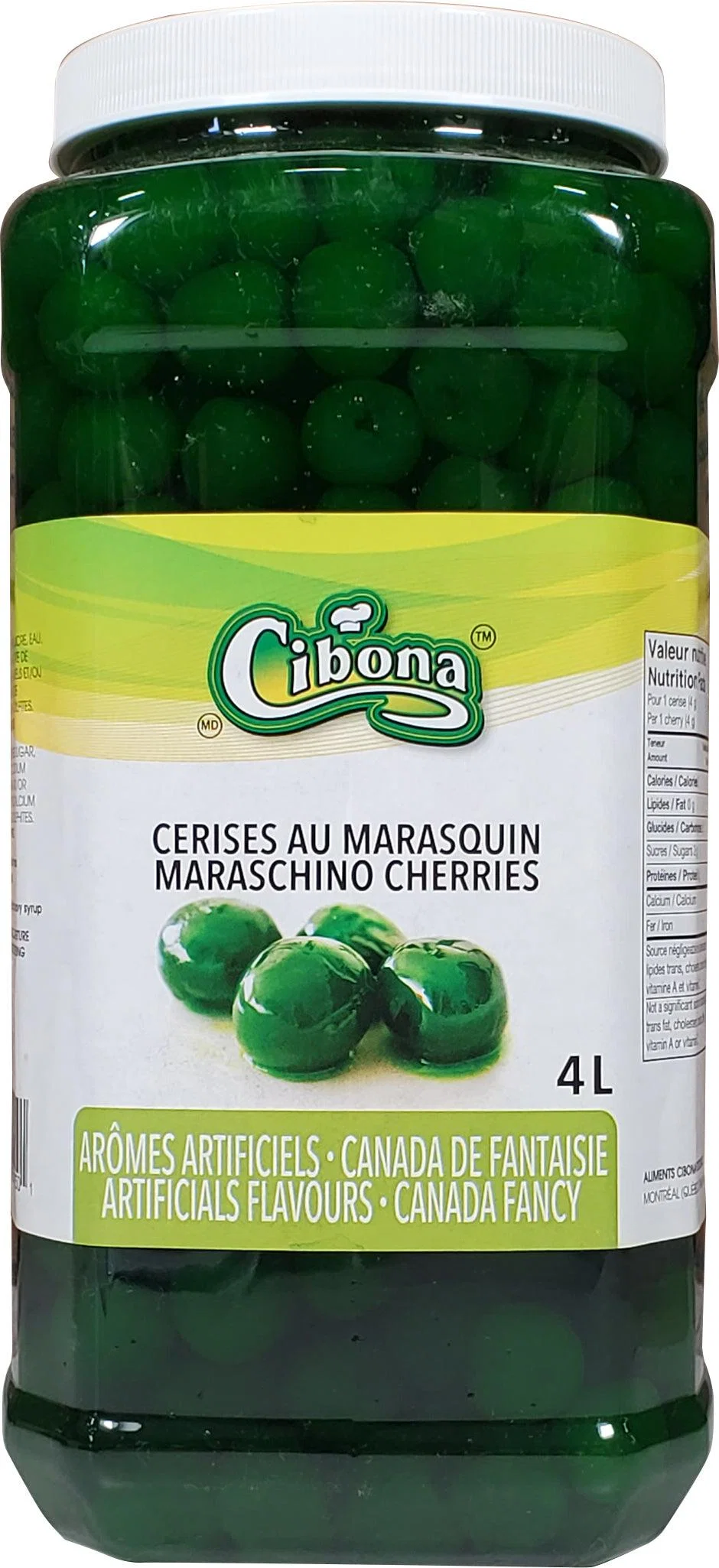 Cibona - Green Maraschino Cherry — Case (2 x 4 L)