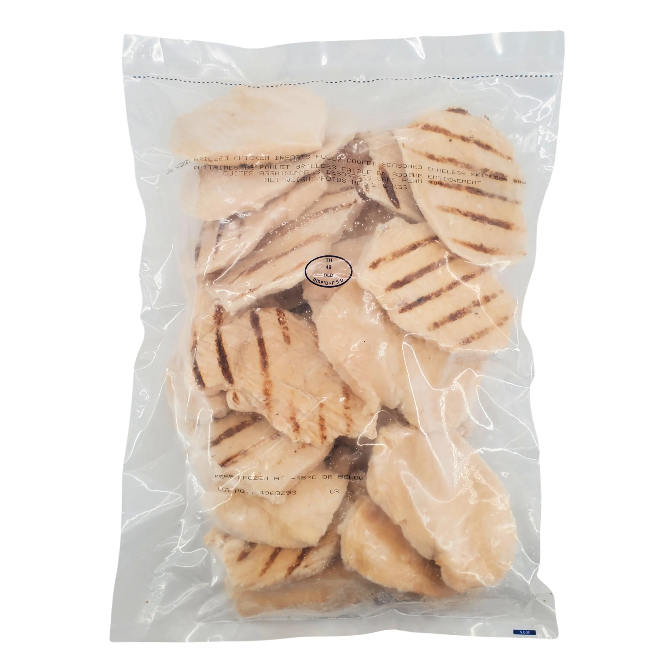 Reuven - Cooked - Grill Marked Chicken Breasts - 90 g - Halal — Case (2 x 2 KG)