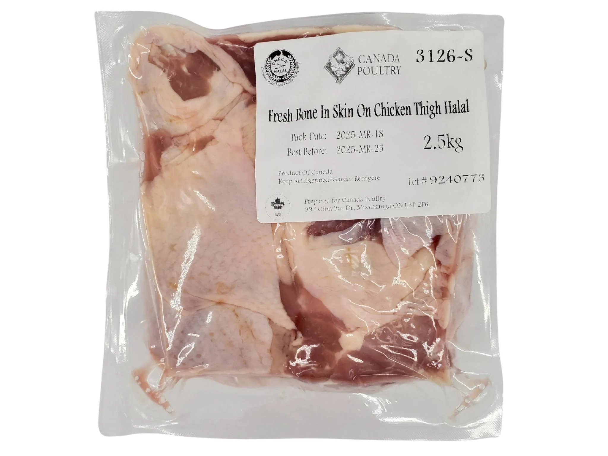 Fresh - CP Premium - Air Chilled - Bone-In Skin-On Chicken Thighs - Halal — Case (2 x 2.5 KG)