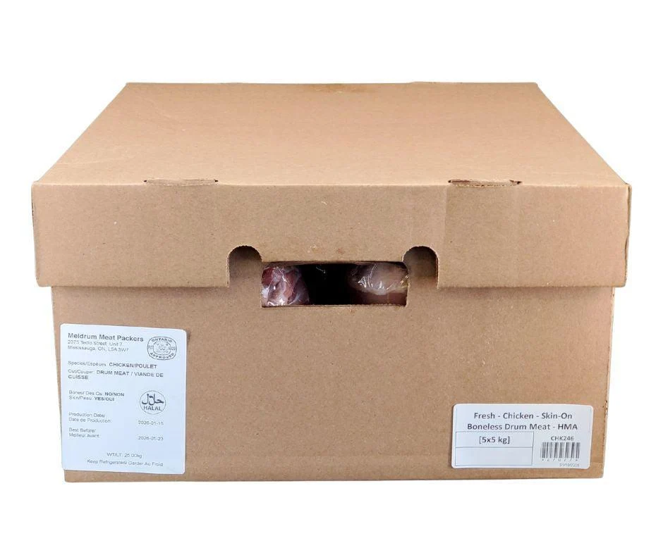 Fresh Hand Slaughter Chicken - B-Less Sk-On Drum Meat - Halal — Case (5 x 5 KG)
