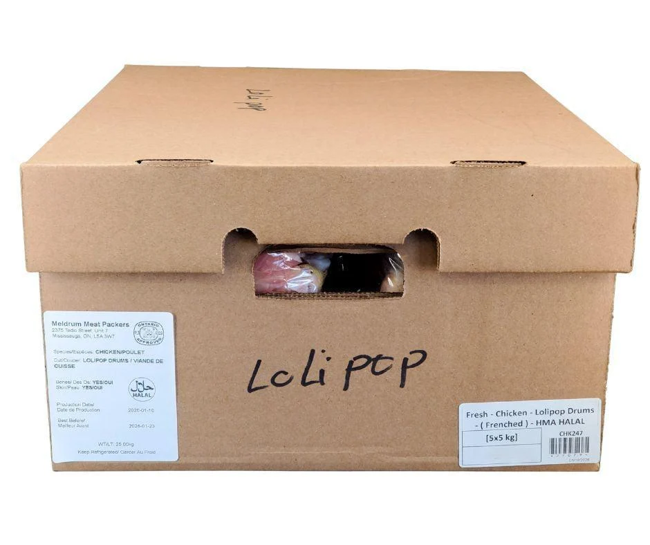 Fresh Hand Slaughter Chicken - Lolipop Drums - Halal — Case (5 x 5 KG)