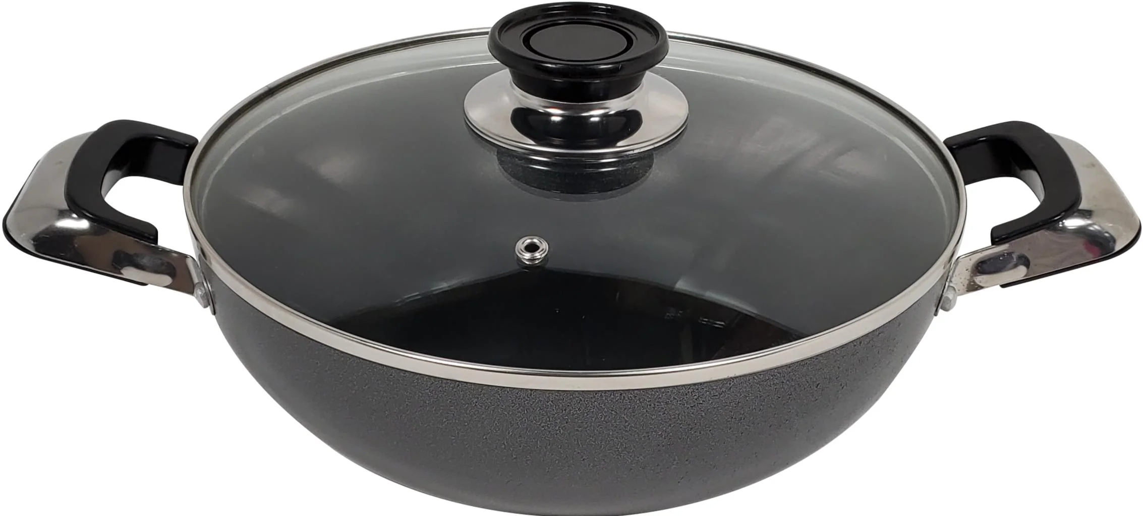 Non Stick Wok w/G. Lid 24cm - 3mm S/Handle