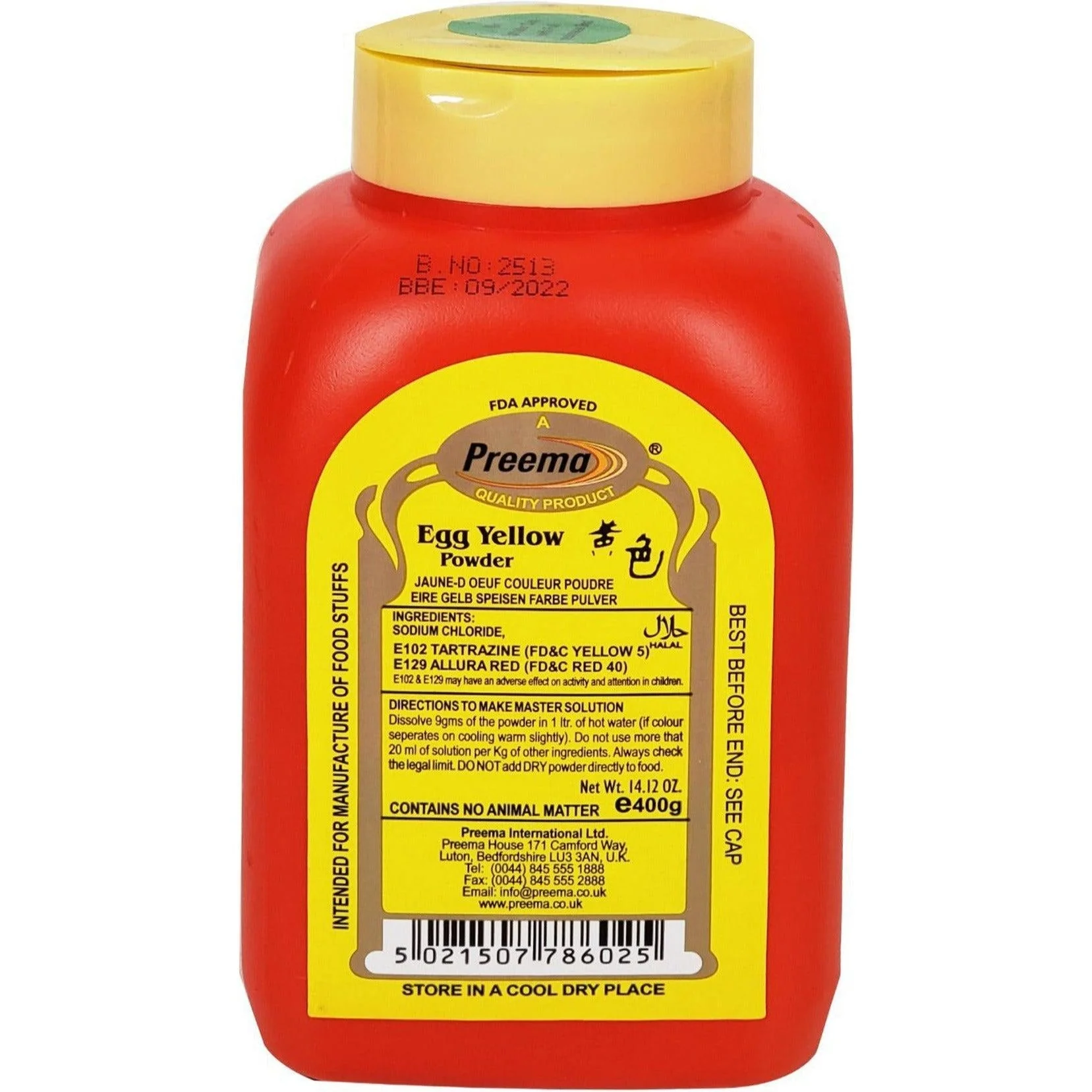 Preema - Food Colour - Egg Yellow — Case (20 x 400 G)
