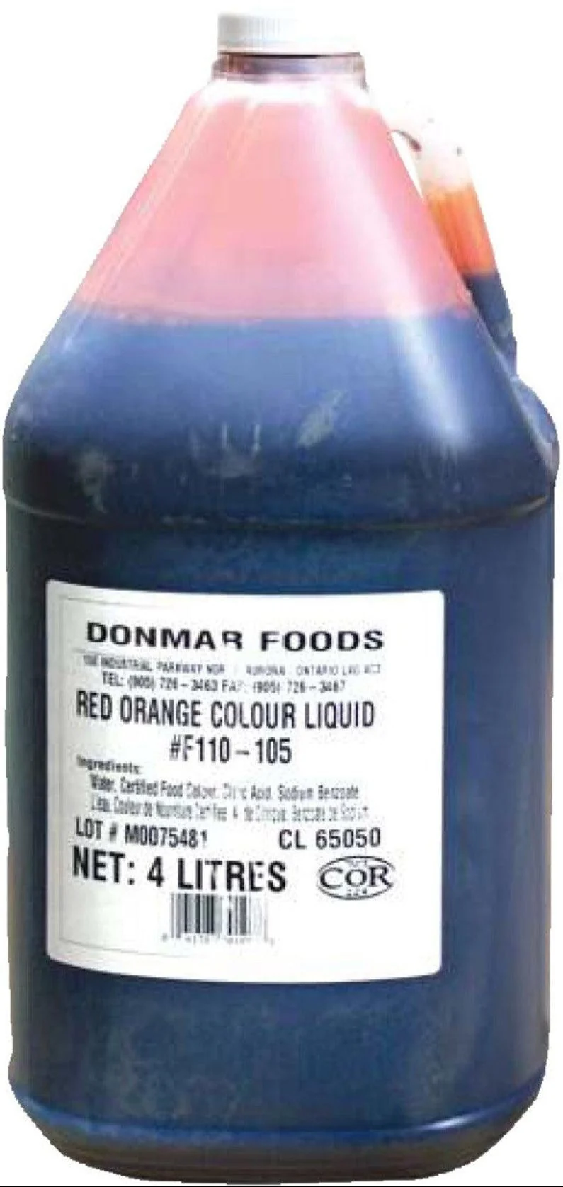 Donmar Liquid Food Colour - Red Orange — Case (4 x 4 L)