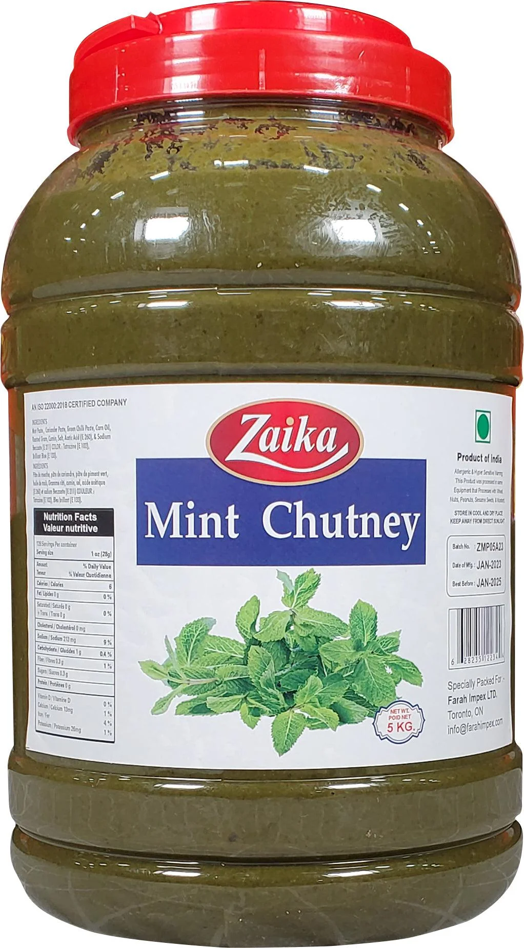 Zaika - Mint Chutney — Case (4 x 5 KG)