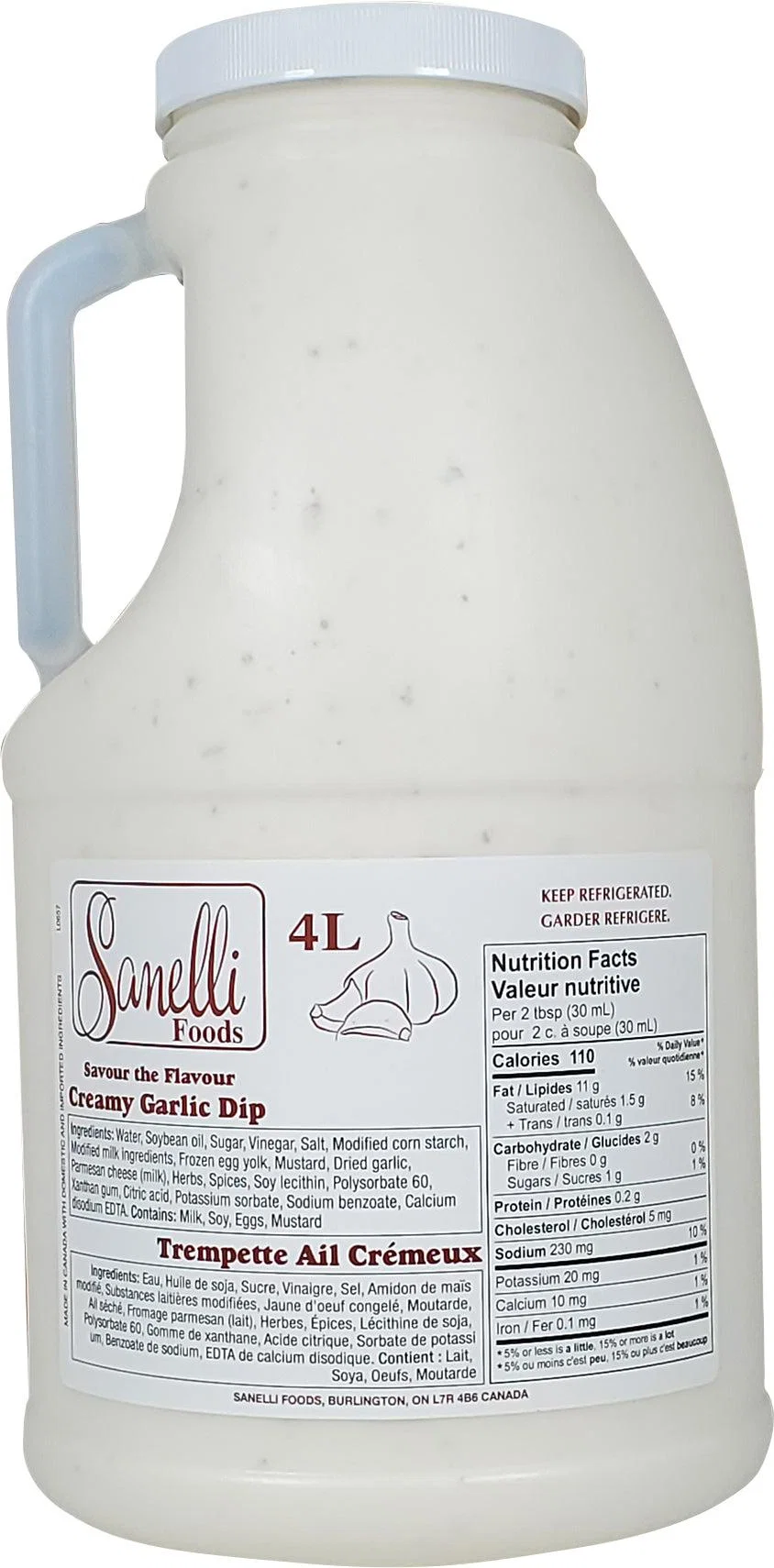 Sanelli - Creamy Garlic - 4 Lt Jug — Each (4 L)