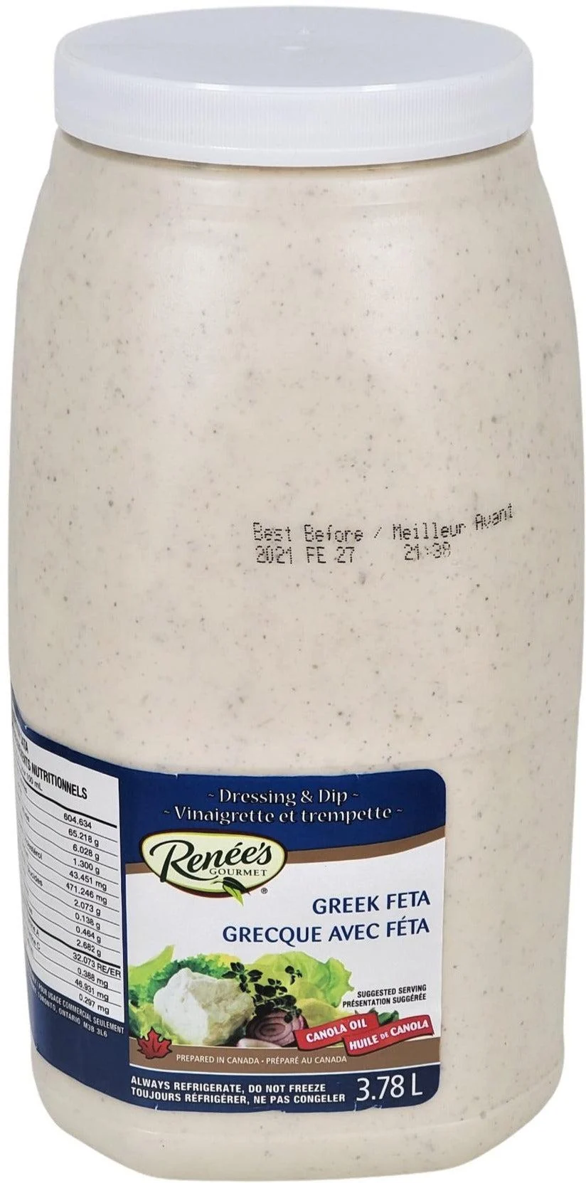Renee's - Greek Feta - REF — Each (3.78 L)