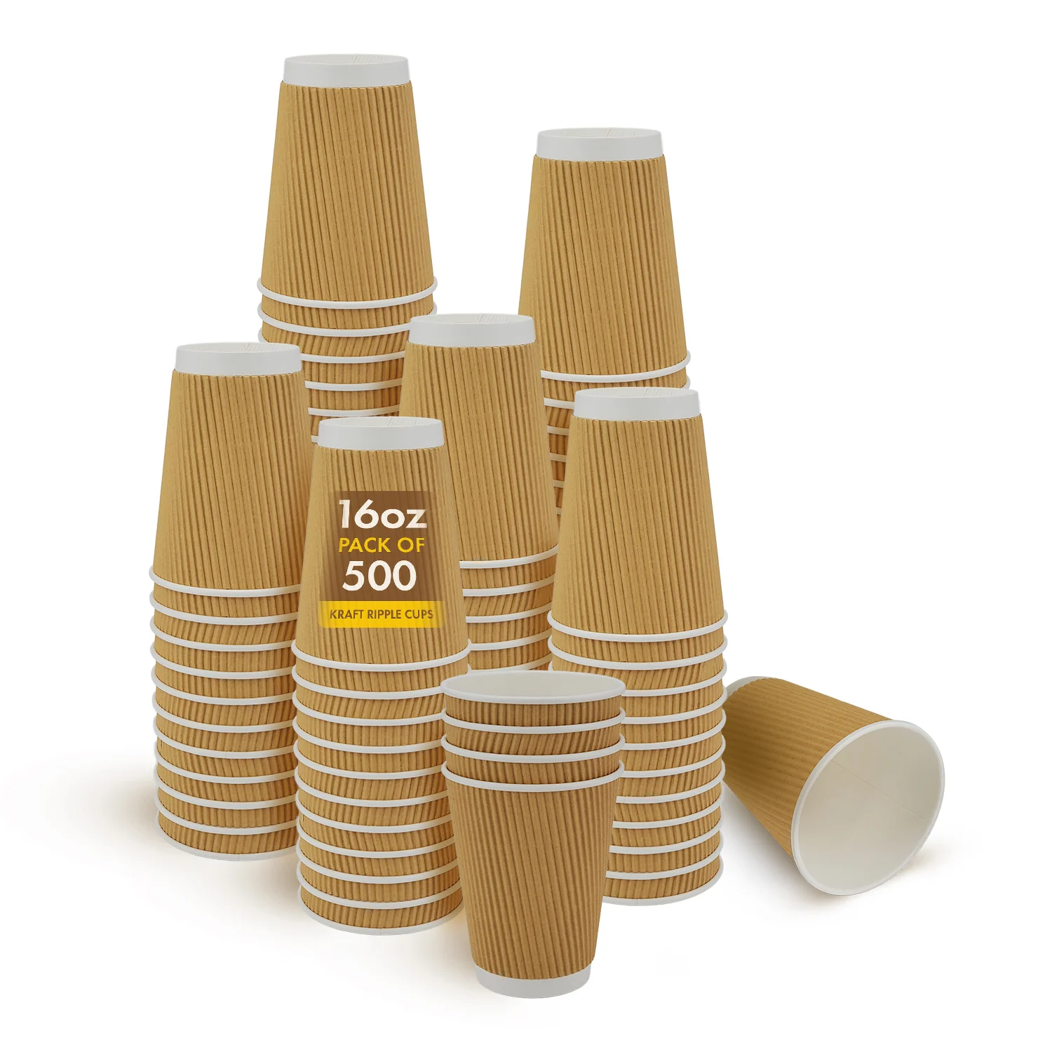 Morning Dew - 16oz Squat Hot Paper Cup - Ripple - Kraft - RC-H16SK — Each (25 CT)