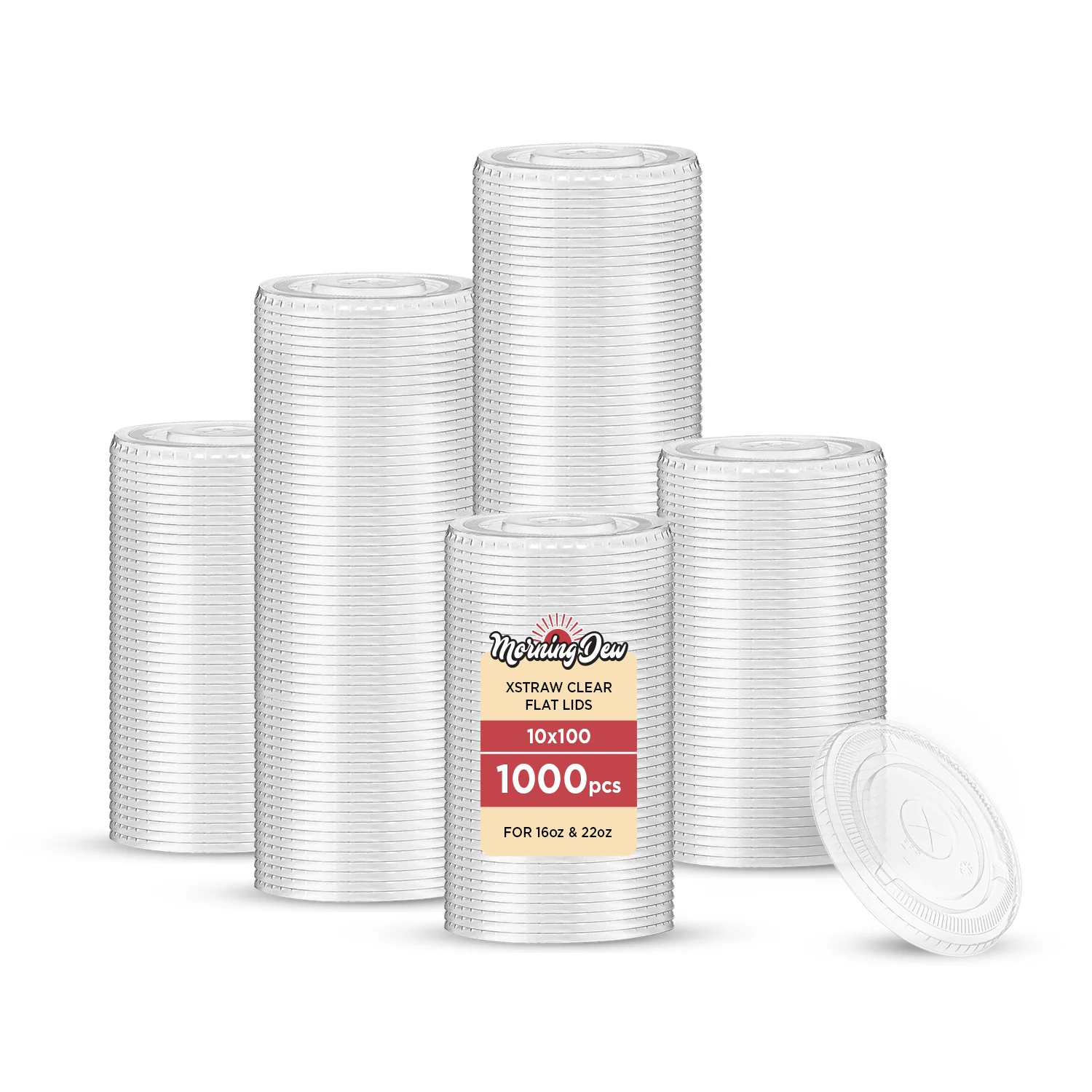 Morning Dew - X Straw Flat PET Lid for 16,22oz Cold Paper Cups - CPC16L — Case (100 CT)
