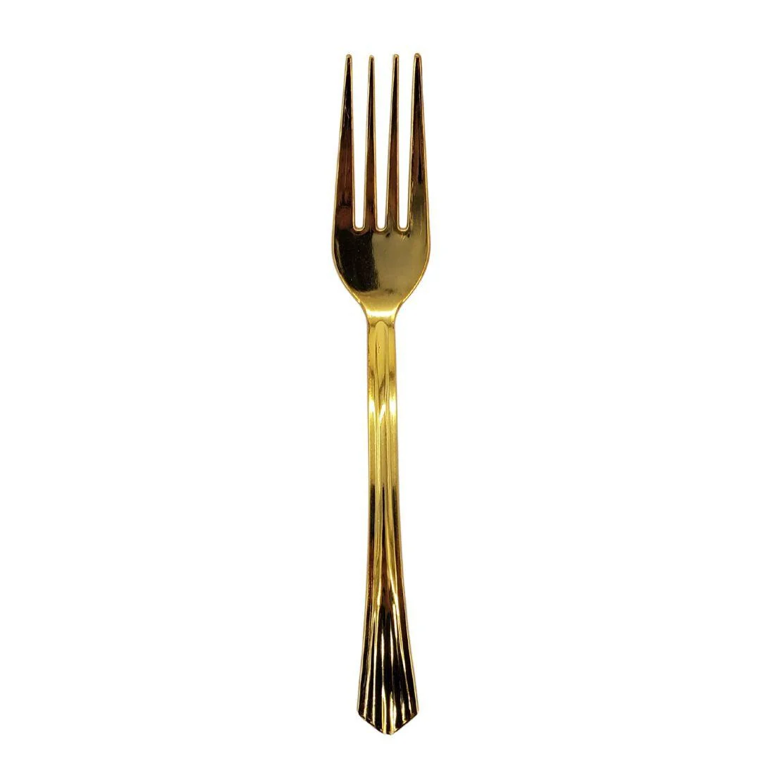 Plastic Fork - Gold - 18.7x2.8cm - SF54 — Case (50 CT)