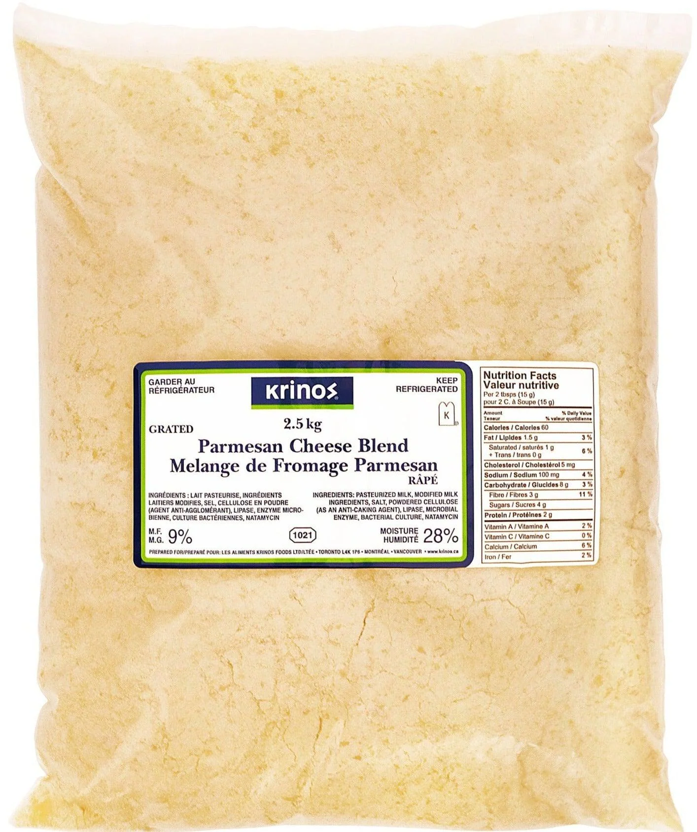Krinos - Cheese - Grated Parmesan Blend — Case (2 x 2.5 KG)