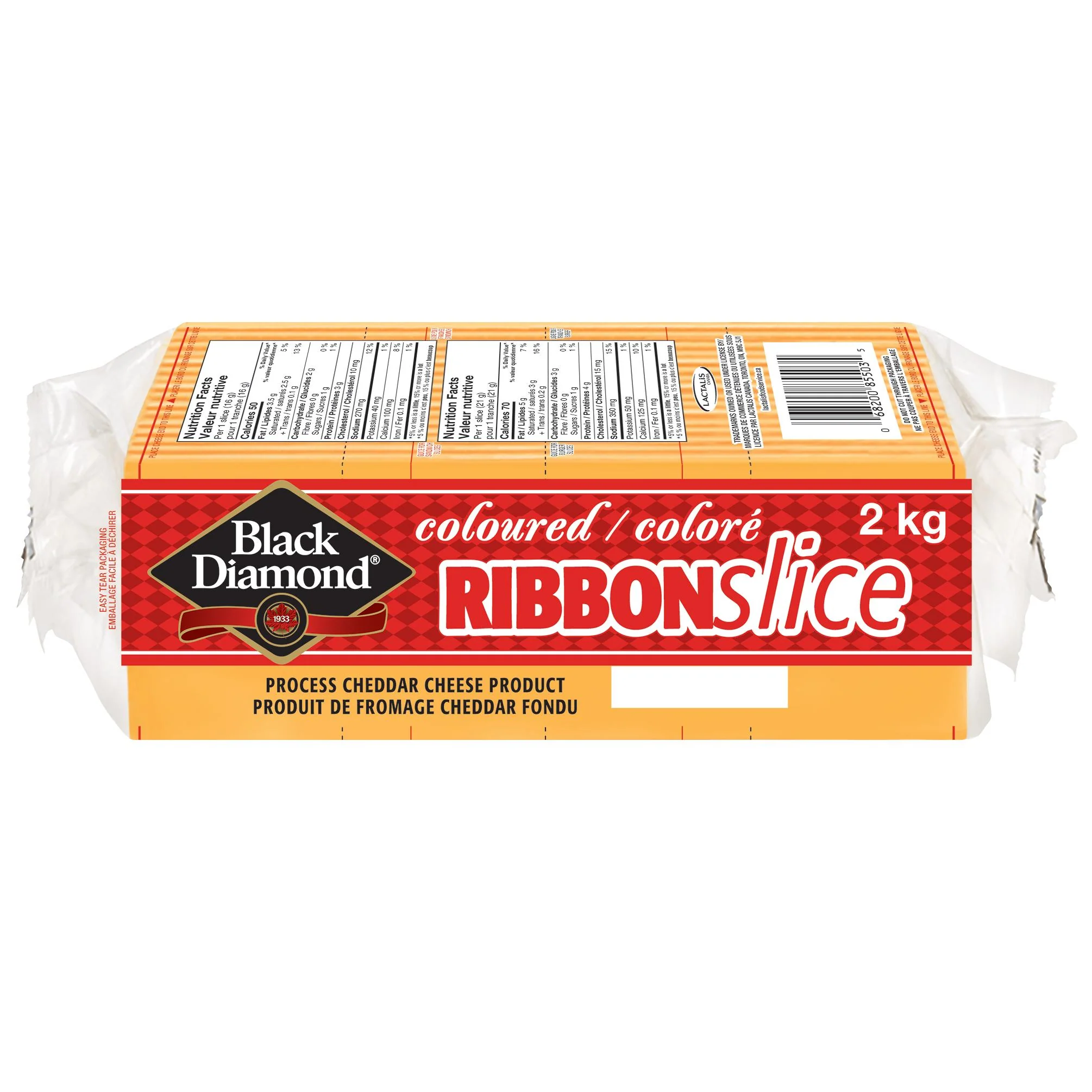 Black Diamond - Cheese - Coloured Ribbon Slice — Case (2 x 2 KG)