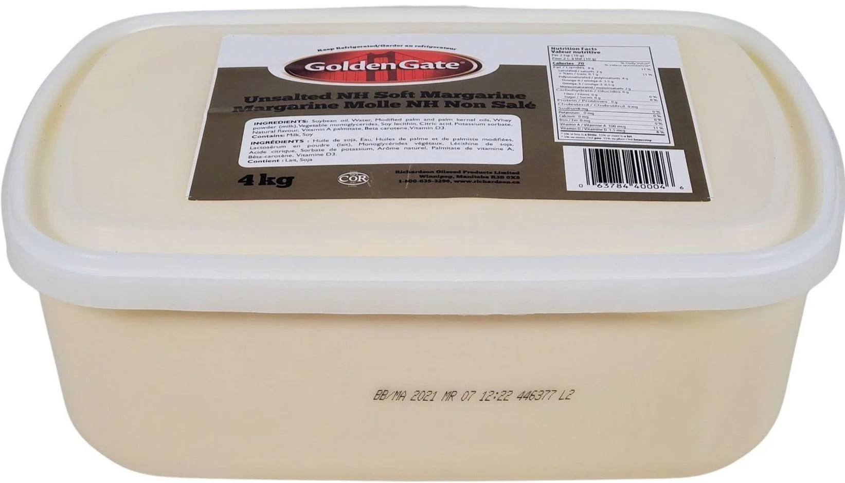 GoldenGate - Soft Unsalted Margarine — Each (4 KG)