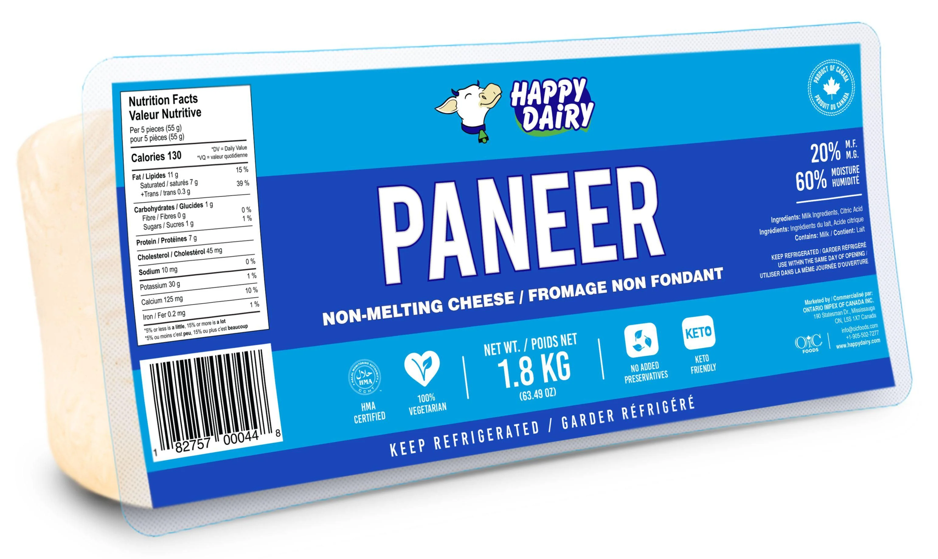 Happy Dairy - Paneer — Each (1.8 KG)