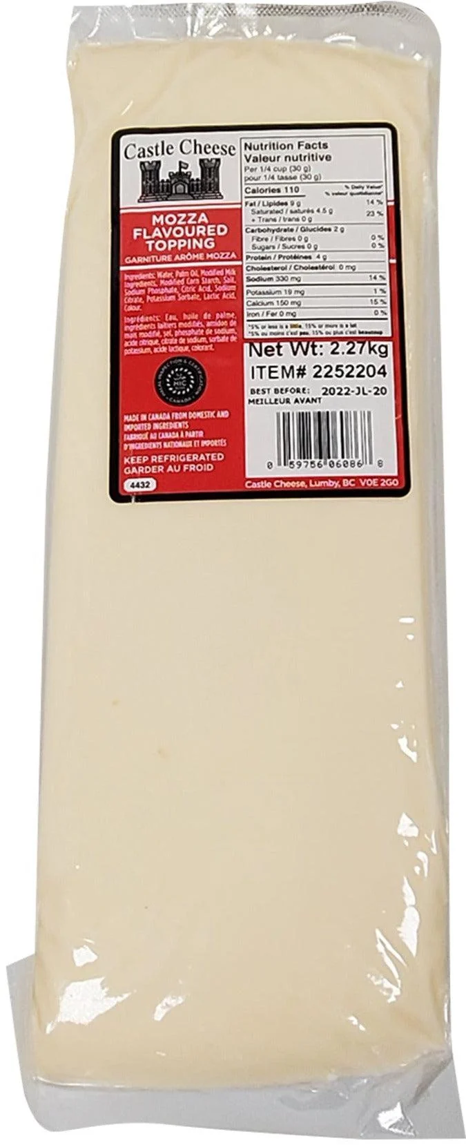 Castle Cheese - Mozzarella Italian Style Block — Each (2.27 KG)
