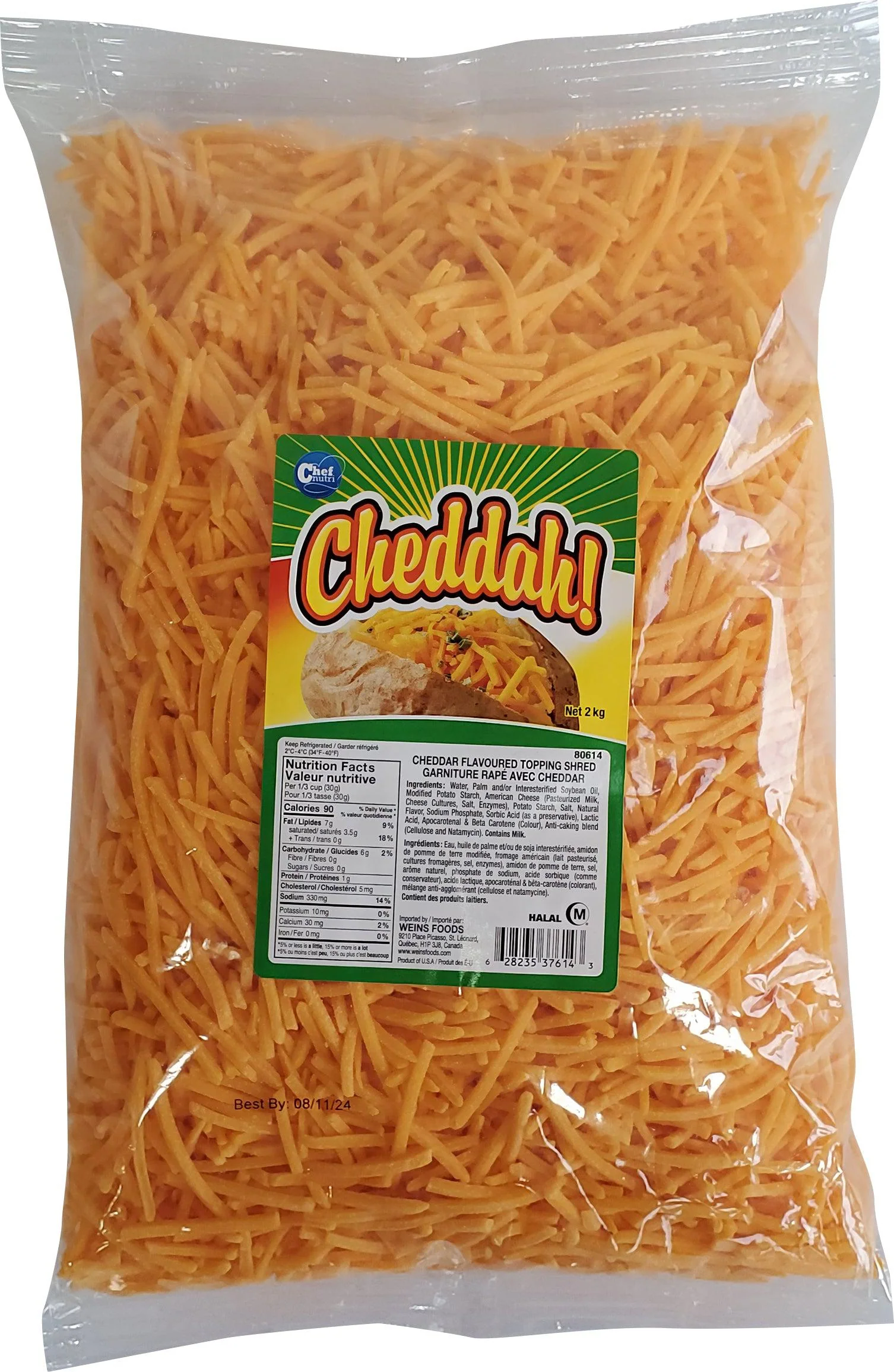 Chef Nutri - Cheddar Style - Shredded — Case (4 x 2 KG)