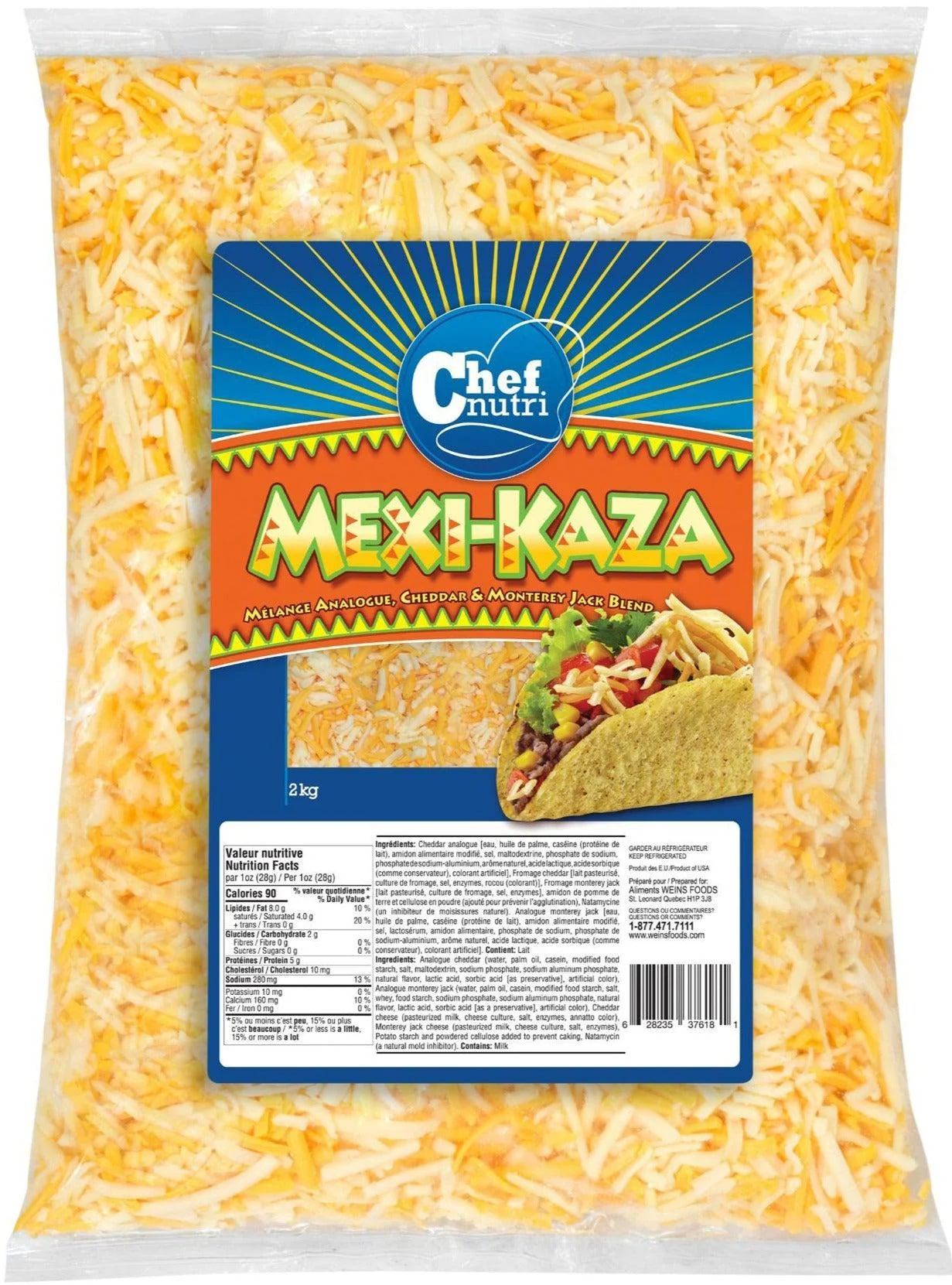 Chef Nutri - Cheese - Mexi-Kaza Shredded - 80648 — Case (4 x 2 KG)
