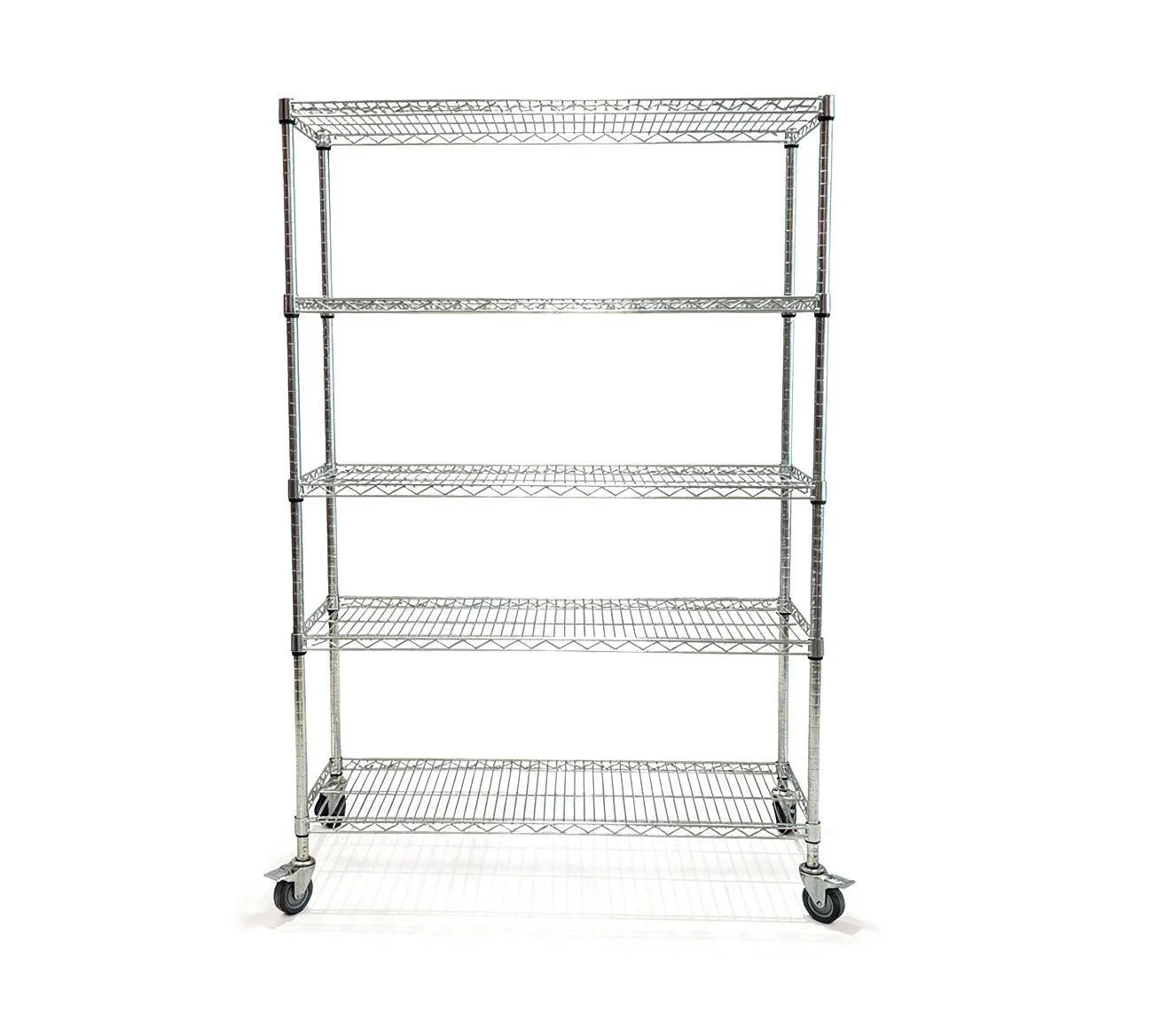 Chrome Wire Shelving - 5 Shelves w/ Wheels - 48x18x72"