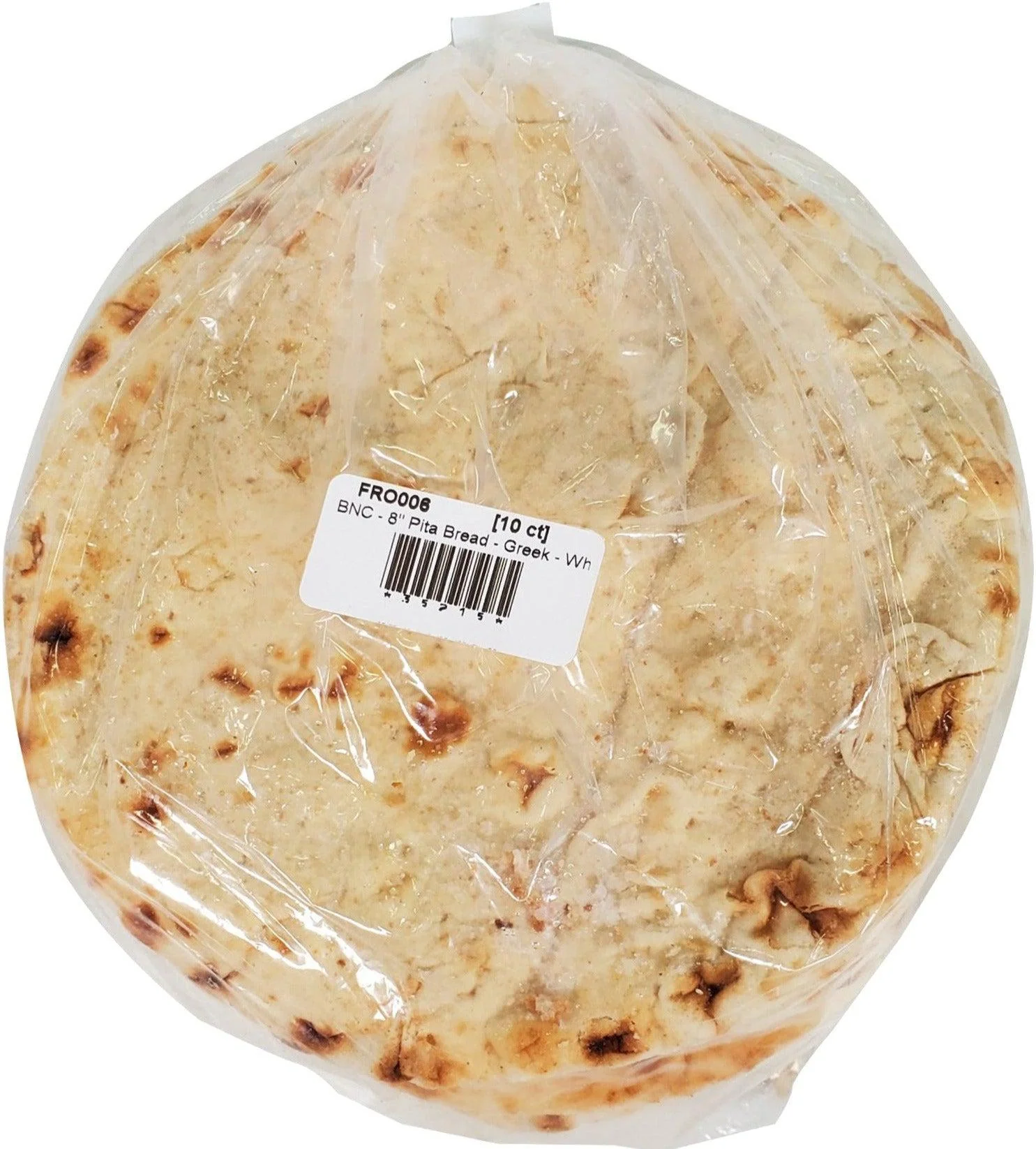 BNC - 8" Pita Bread - Greek - White - FROEM01 — Case (10 CT)