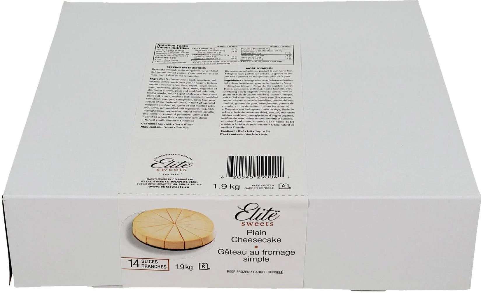 Elite Sweets - Cake - 10" Plain Cheesecakes - 20545-29004 — Case (4 CT)