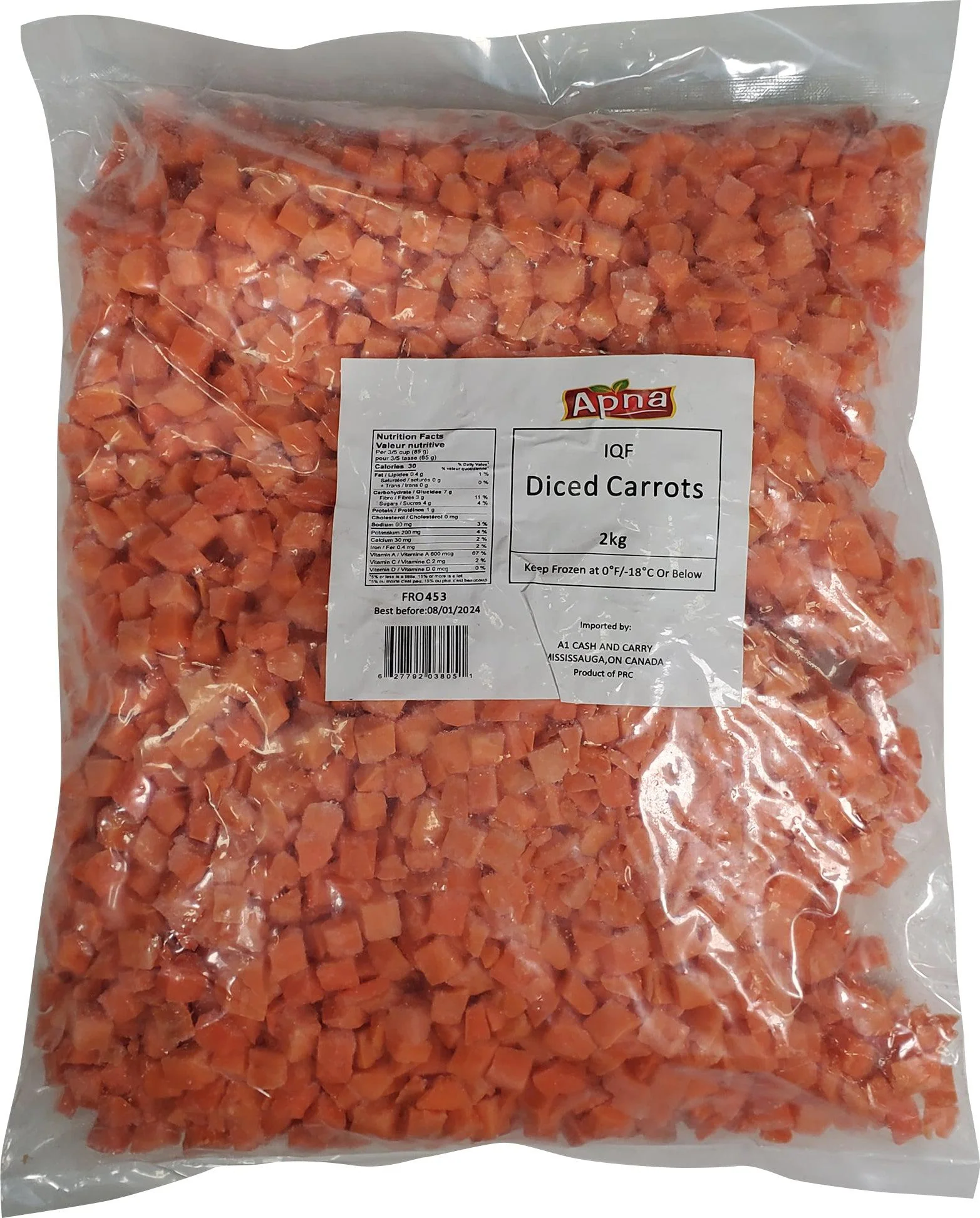 Apna - IQF Diced Carrots — Each (2 KG)