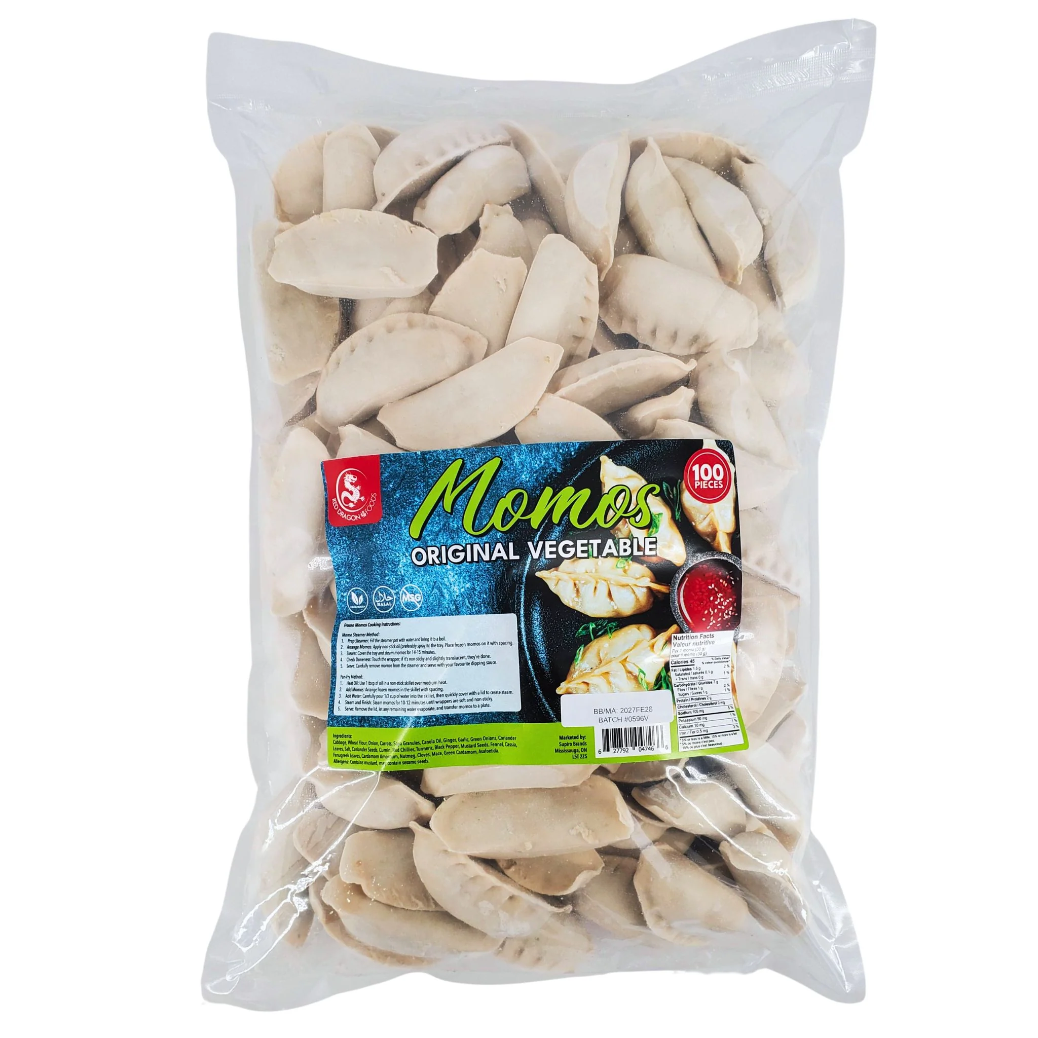 Red Dragon - Momos - Original Vegetable - Halal — Case (2 x 100 CT)