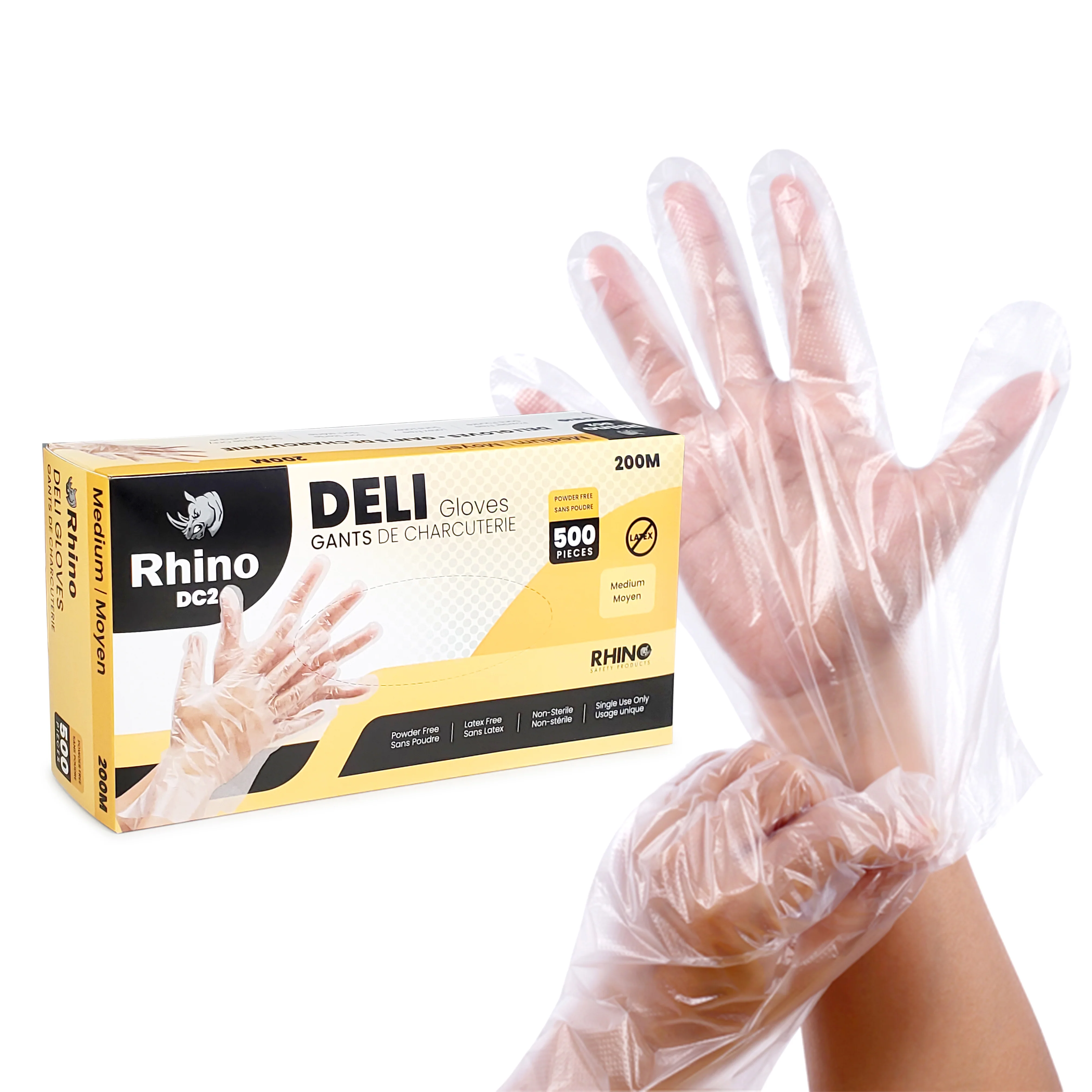 Rhino - DC2 - Clear Deli Gloves - Medium - 200M — Case (500 CT)