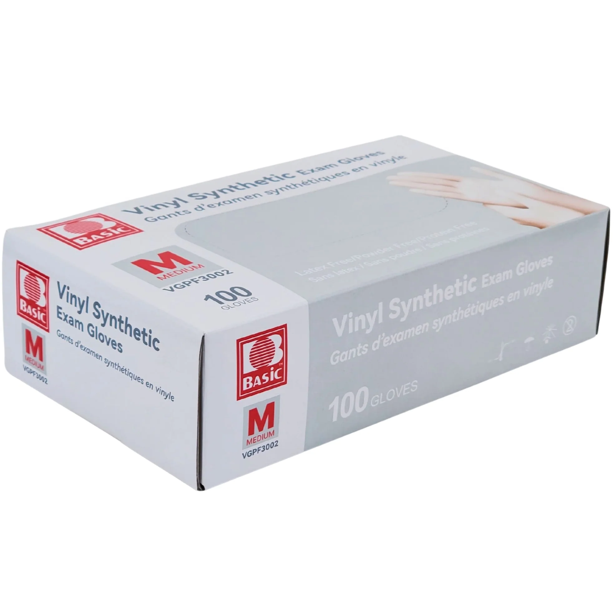 Basic - Vinyl Gloves Exam - Clear - Medium - Powder Free — Case (10 x 100 CT)