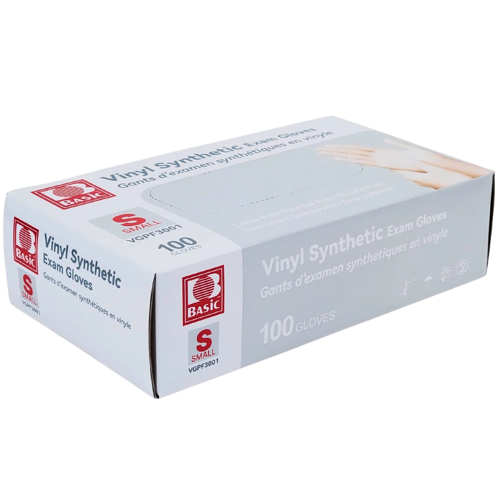 Basic - Vinyl Gloves Exam - Clear - Small - Powder Free — Case (10 x 100 CT)