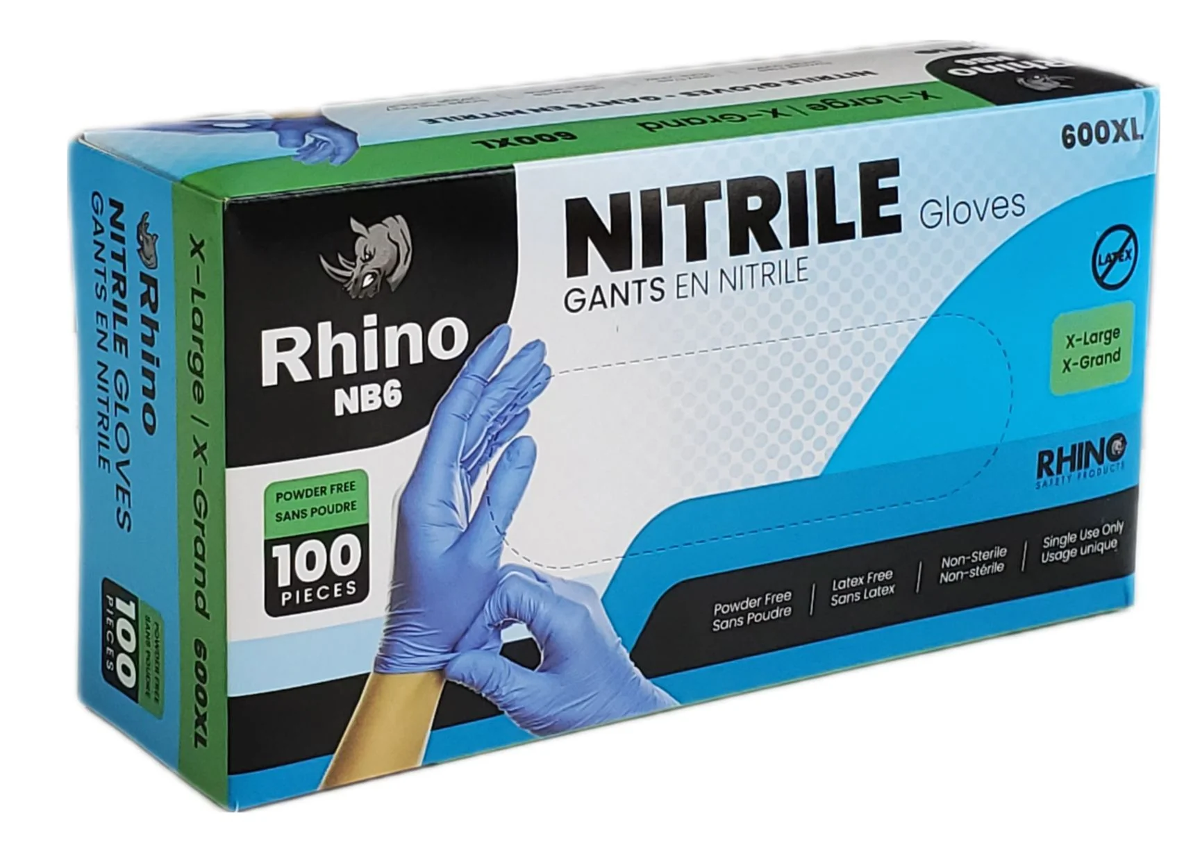 Rhino - NB6 - Blue Nitrile Gloves - Extra Large - 600XL — Case (10 x 100 CT)