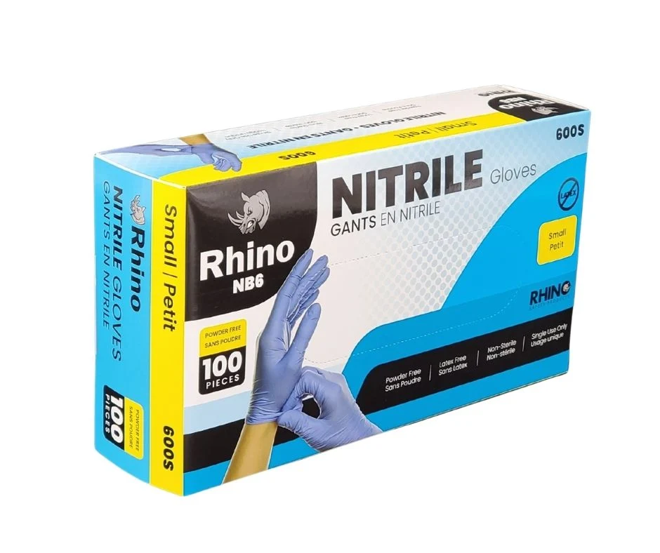 Rhino - NB6 - Blue Nitrile Gloves - Small - 600S — Case (100 CT)