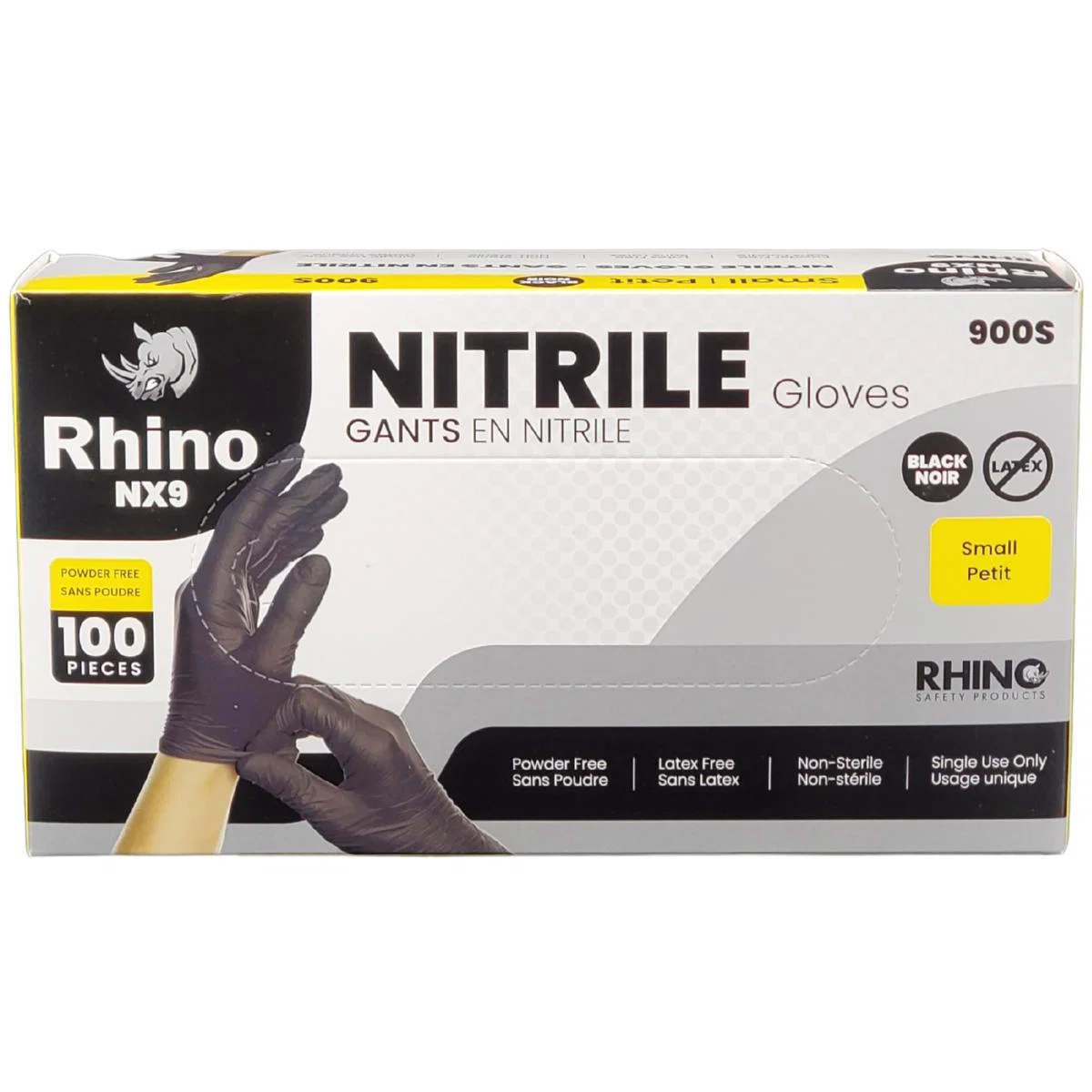 Rhino - NX9 - Black Nitrile Gloves - PF - Small - 900S — Case (10 x 100 CT)