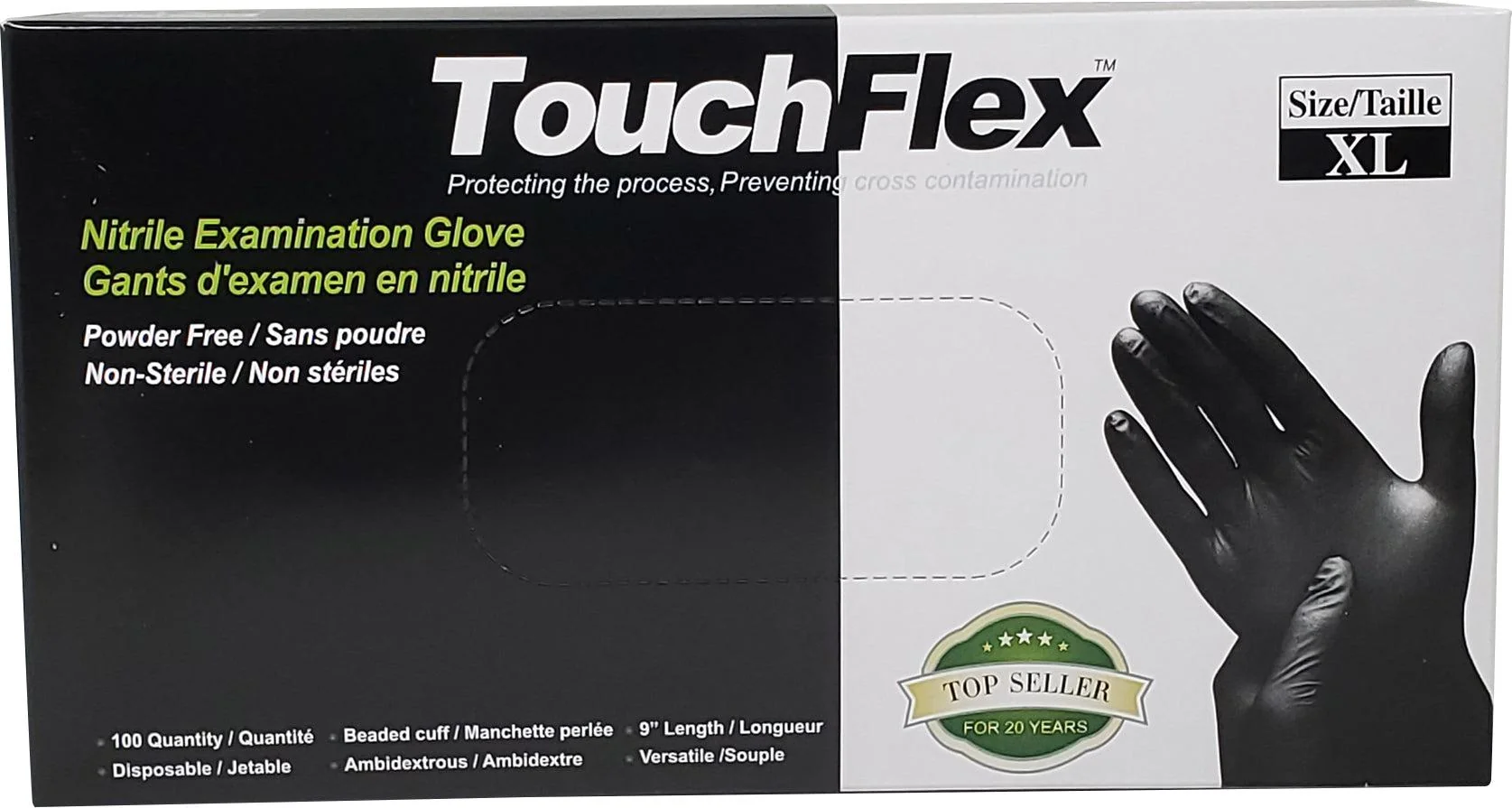 Touch Flex - Nitrile Gloves Exam - Black - X-Large — Case (100 CT)