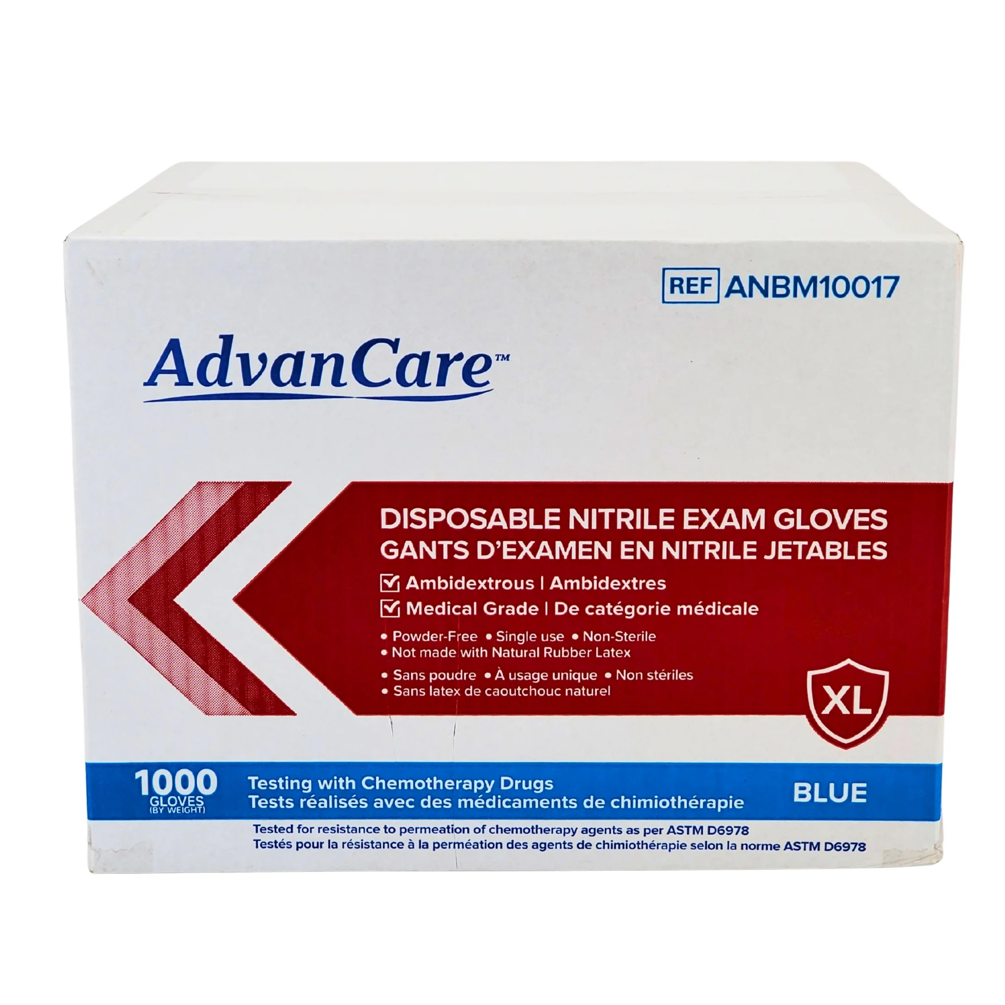 Advance Care - Nitrile Gloves Exam - Blue - X large — Case (10 x 100 CT)