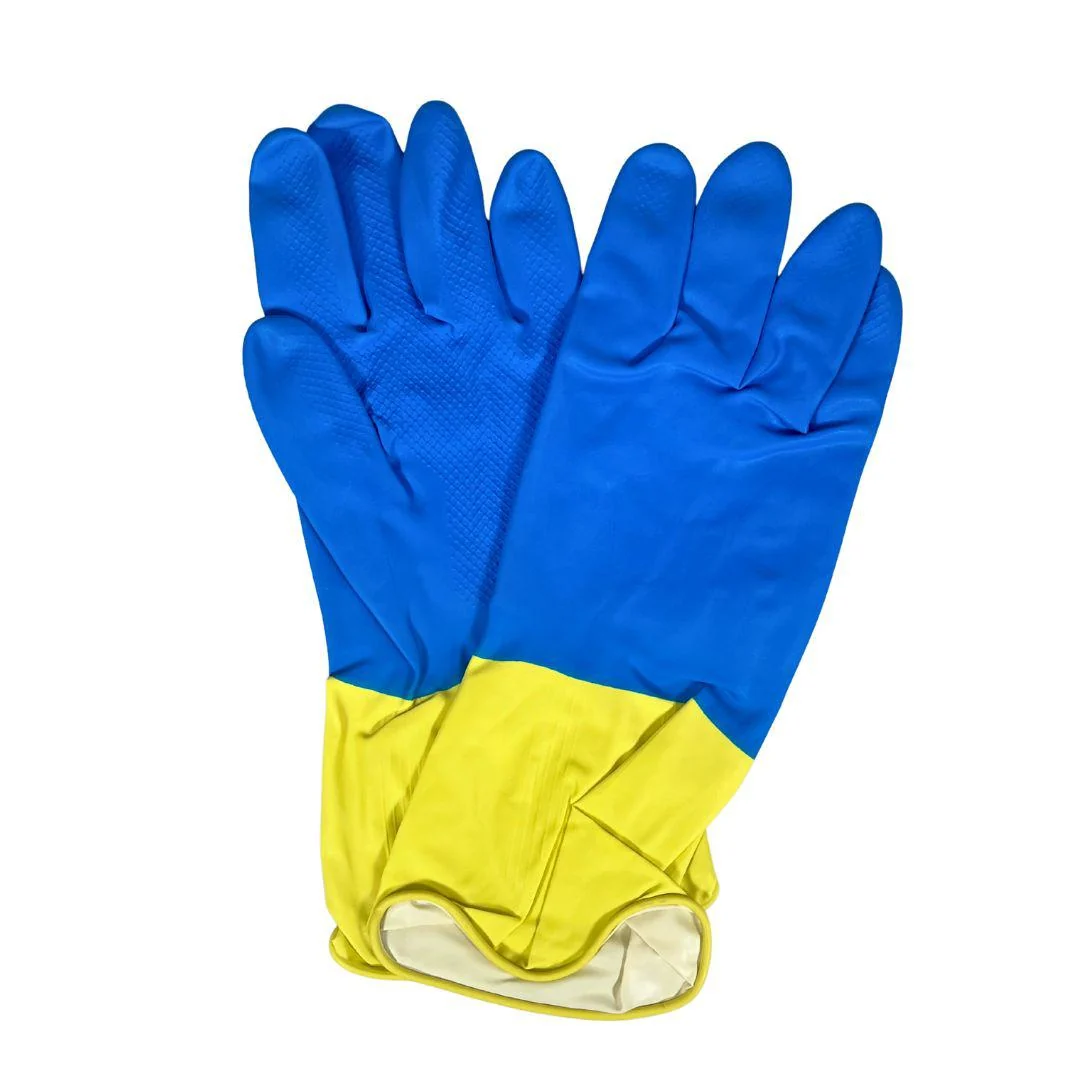 SBS - Natural Latex Gloves - XL - Blue/Yellow — Case (10 x 12 x 1 CT)