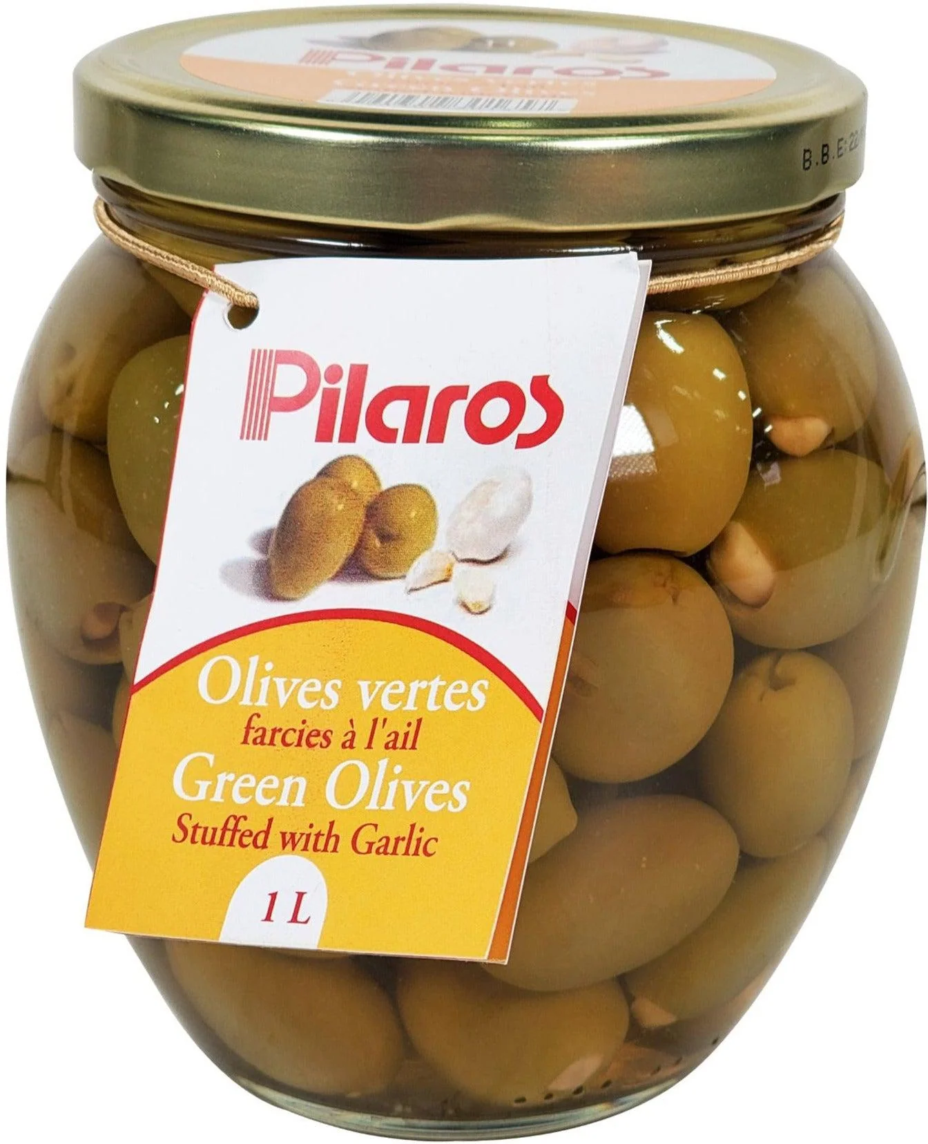 Pilaros - Olives - Garlic Stuffed - Green — Case (6 x 1 KG)