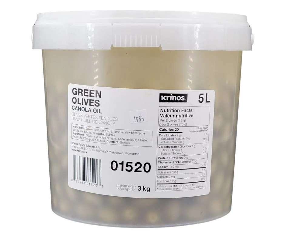 Green Cracked Olives In Canola Oil
