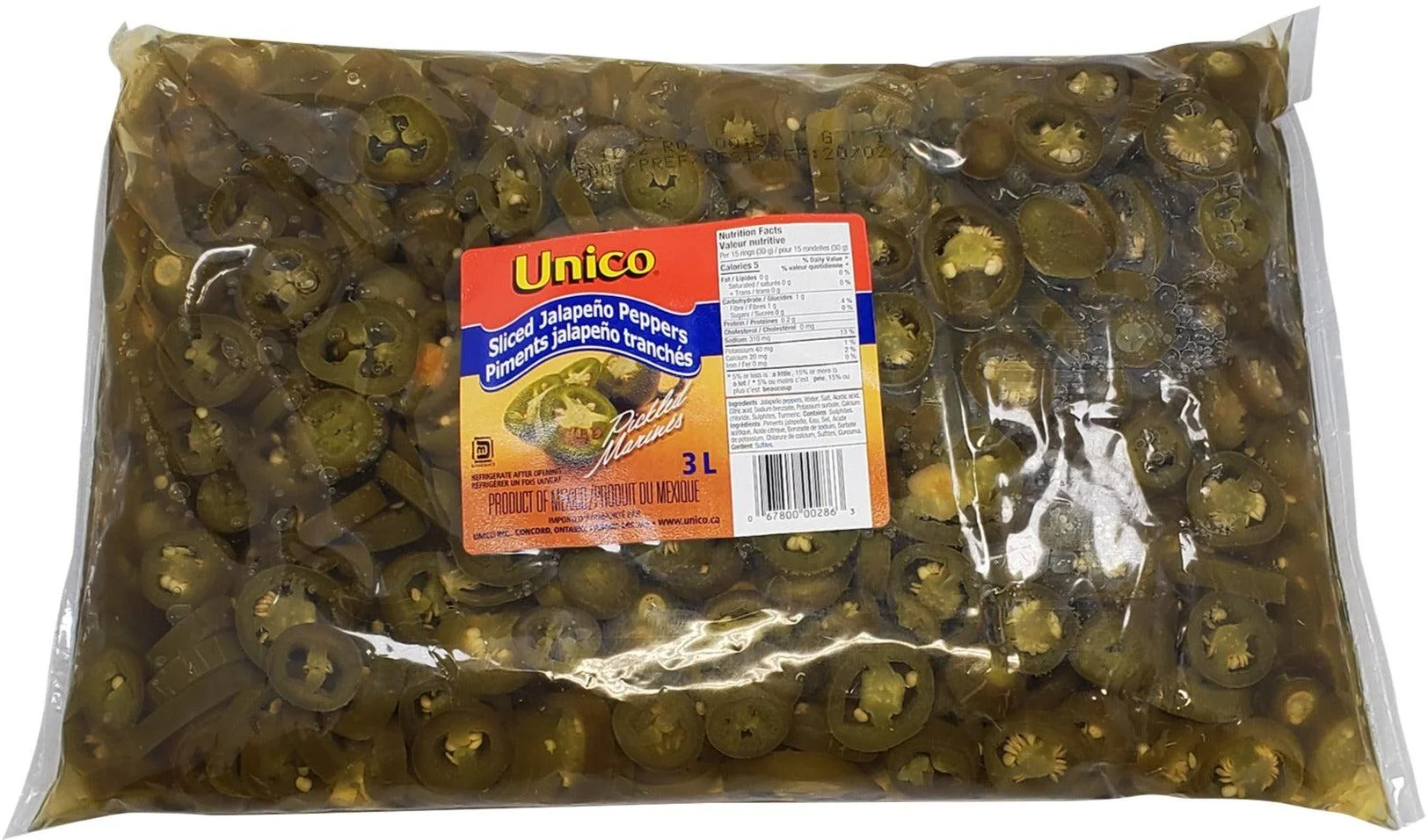 Unico Sliced Jalapeno Peppers — Each (3 L)
