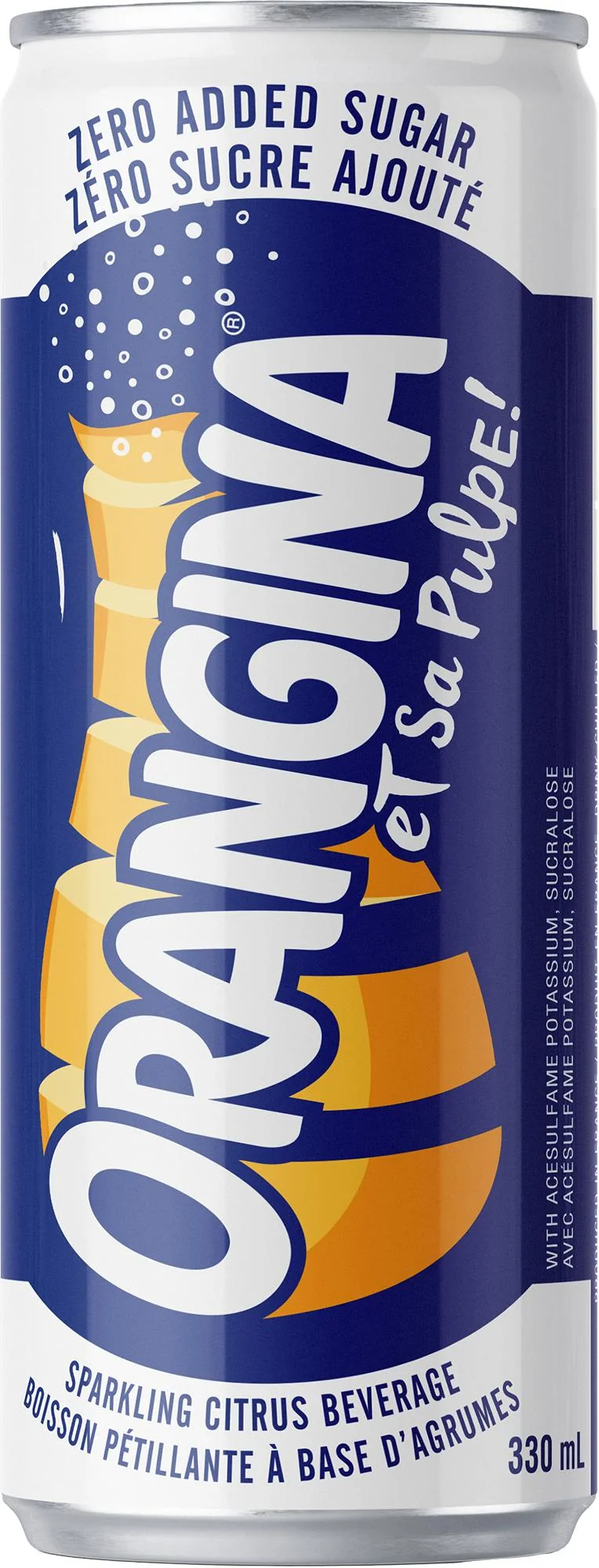 Orangina Zero Sugar Sparkling Citrus Beverage Cans — Pack (6 x 330 ML)