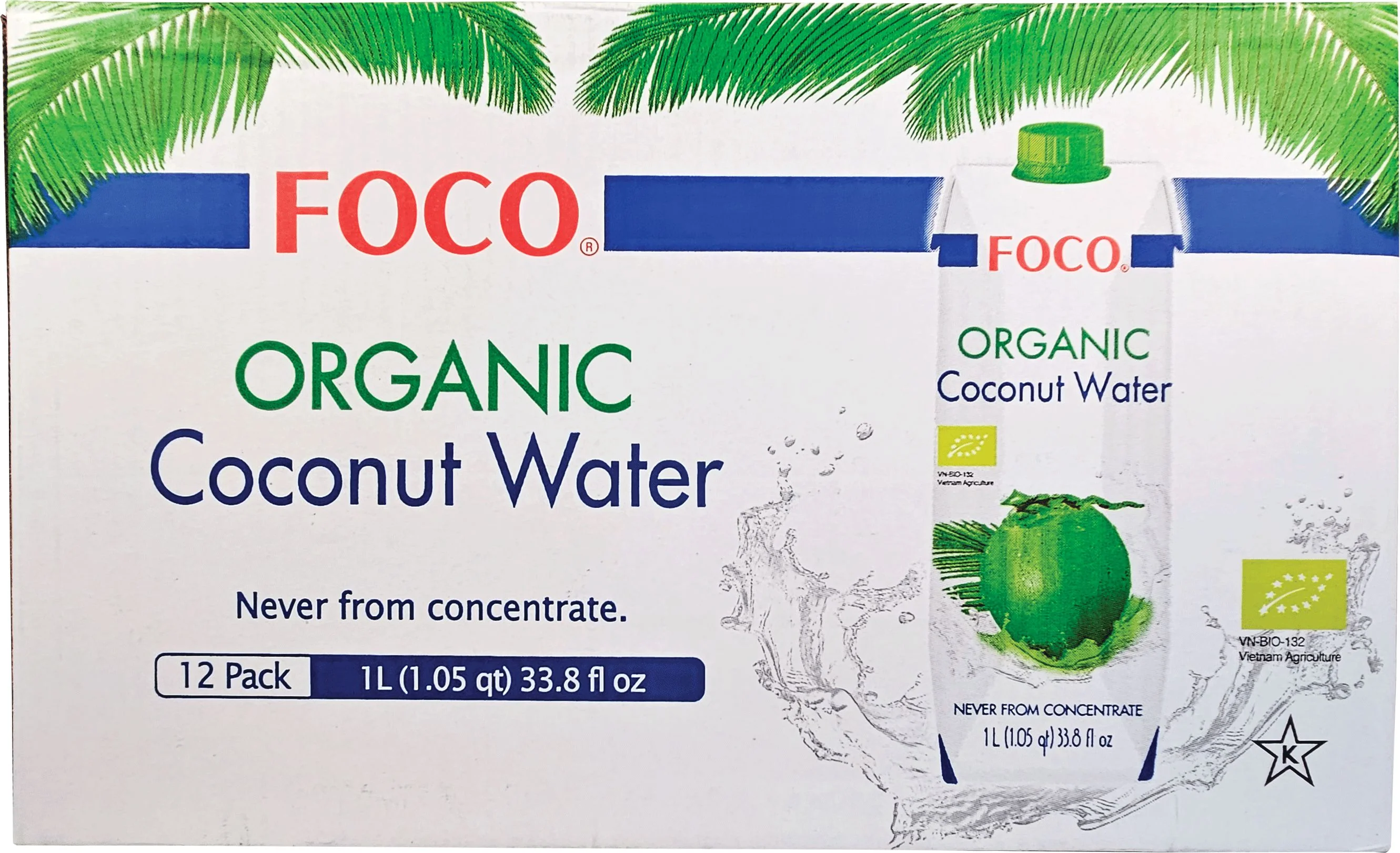 Focco - Organic Coconut Water - 1 Lt — Case (12 x 1 L)