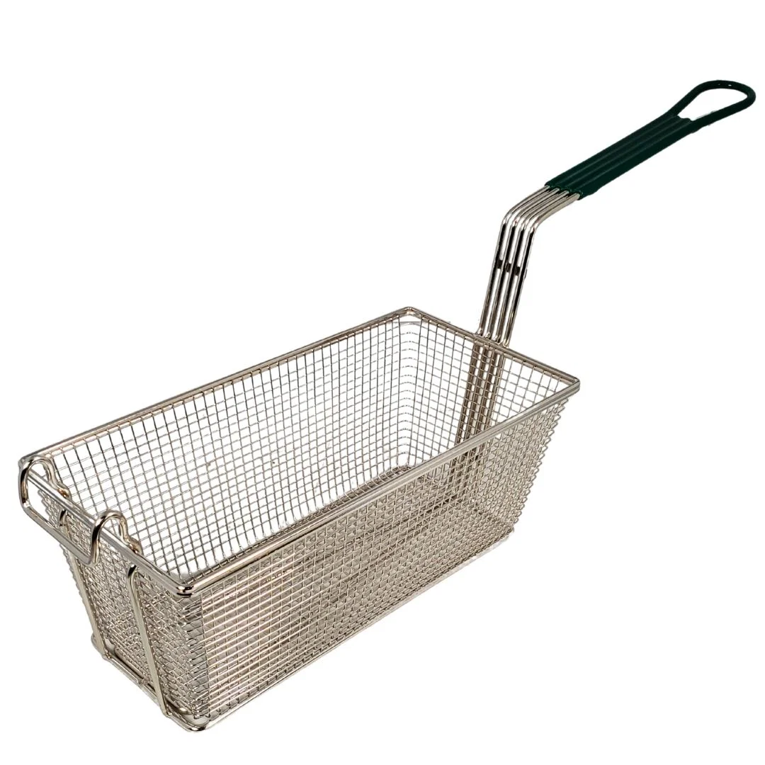 Fryer Basket Green PVC Handle 12-7/8 x 6-1/2 x 5-3/8"